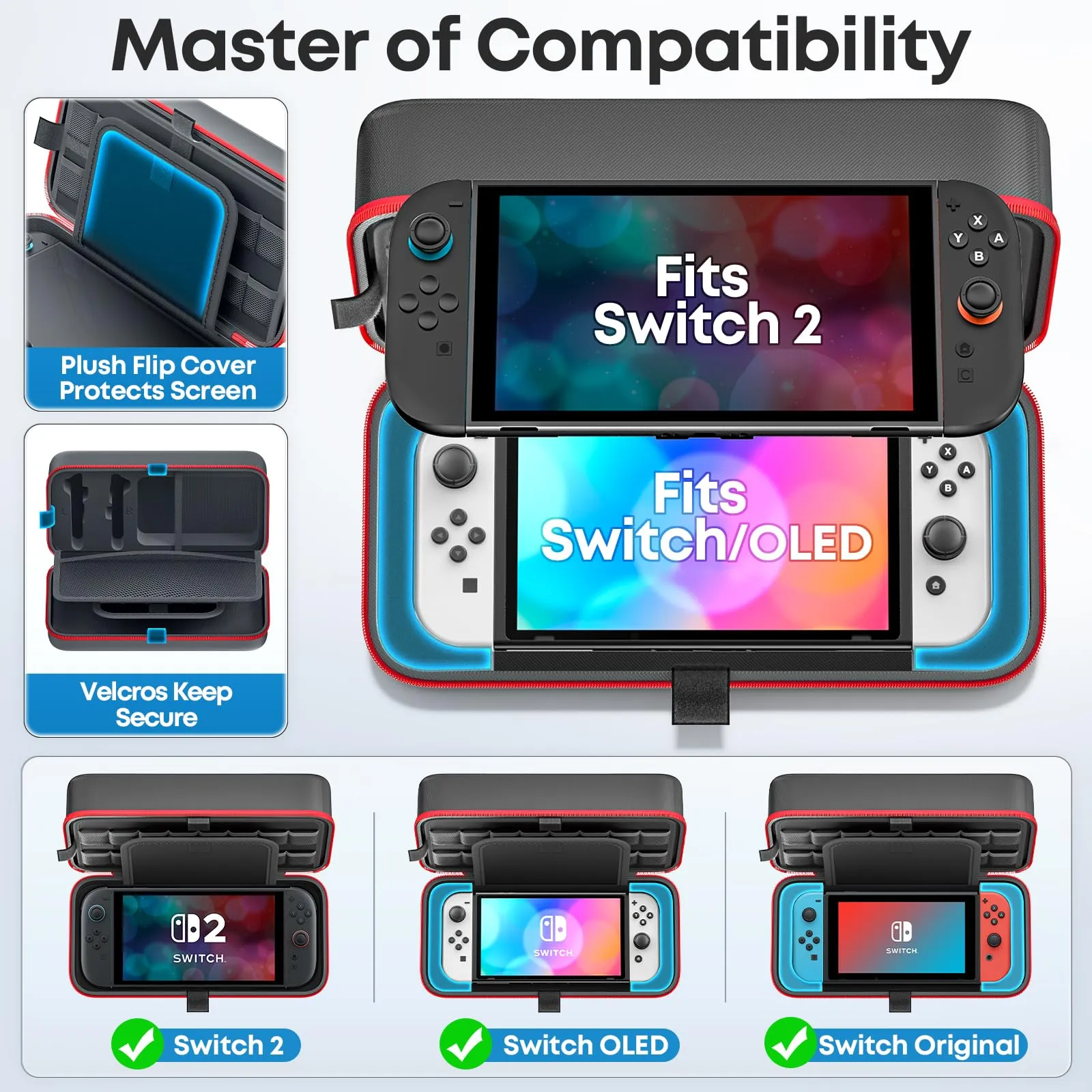 OIVO Custodia Rigida per Nintendo Switch 2/OLED/Original con Tasca a Rete e Porta 26 Schede di Gioco - immagine 3