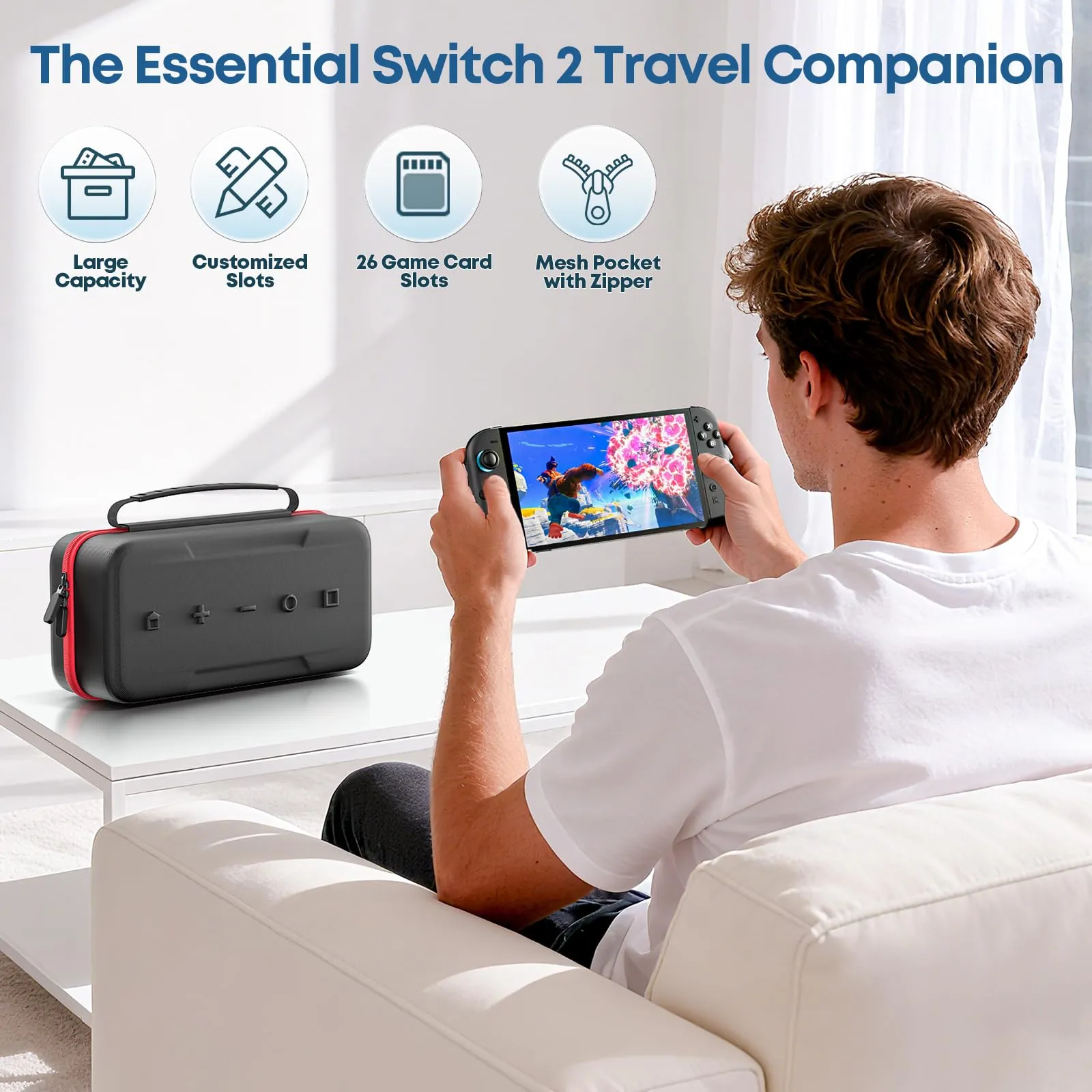 OIVO Custodia Rigida per Nintendo Switch 2/OLED/Original con Tasca a Rete e Porta 26 Schede di Gioco - immagine 8