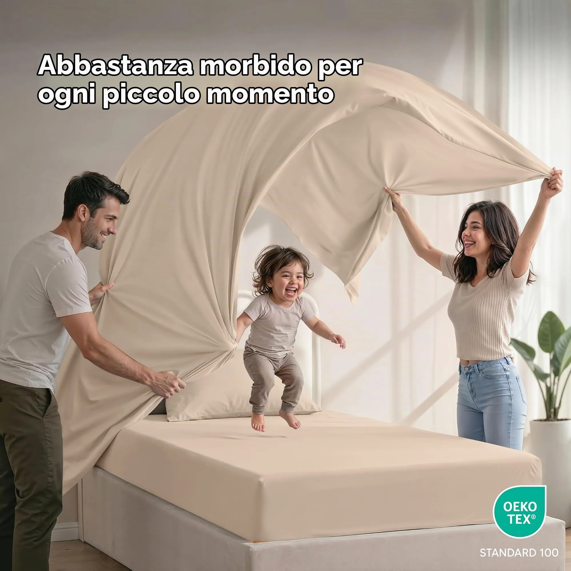 Utopia Bedding Set di lenzuola in microfibra, 3 pezzi, Beige, Letto Matrimoniale - immagine 5