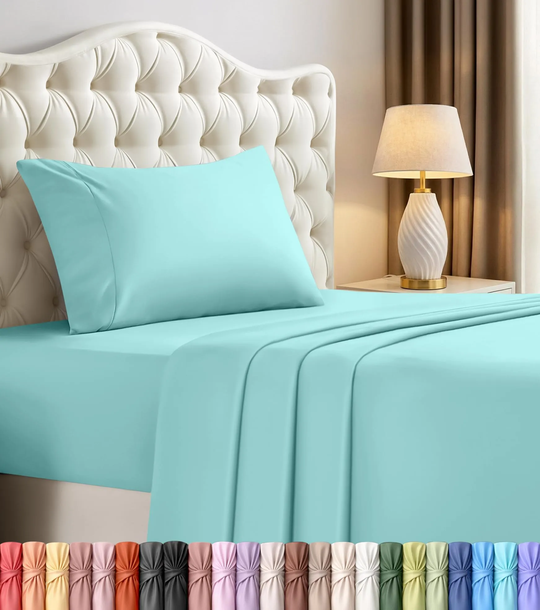 Utopia Bedding Set di lenzuola in microfibra per letto singolo XL, 3 pezzi, Blu Spa - immagine 8