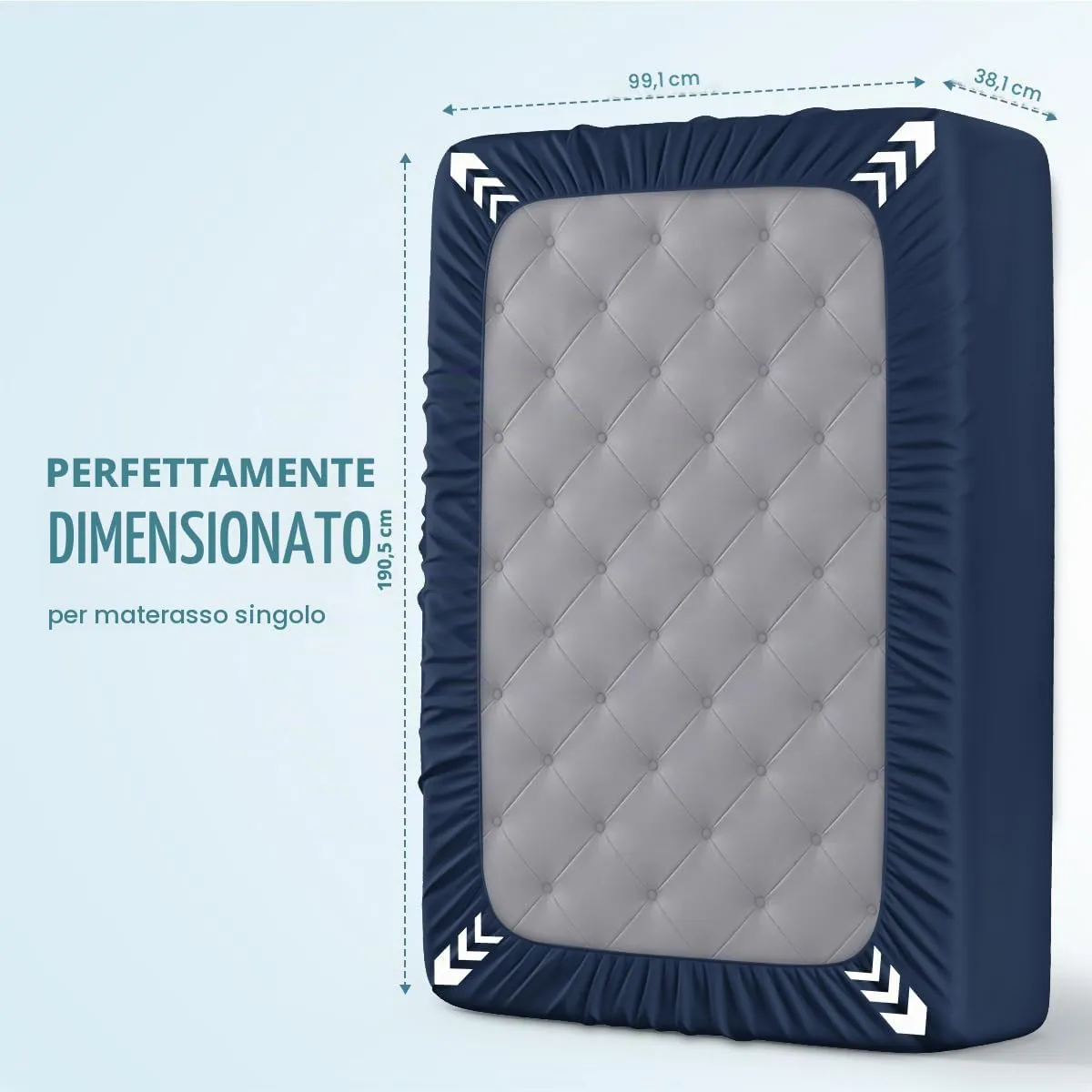 Utopia Bedding Coprimaterasso Impermeabile in Spugna, Letto Singolo, Blu Navy - immagine 4