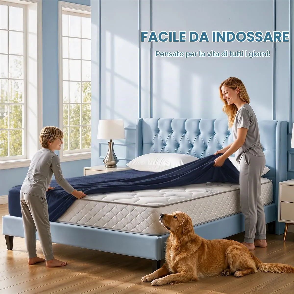 Utopia Bedding Coprimaterasso Impermeabile in Spugna, Letto Singolo, Blu Navy - immagine 7
