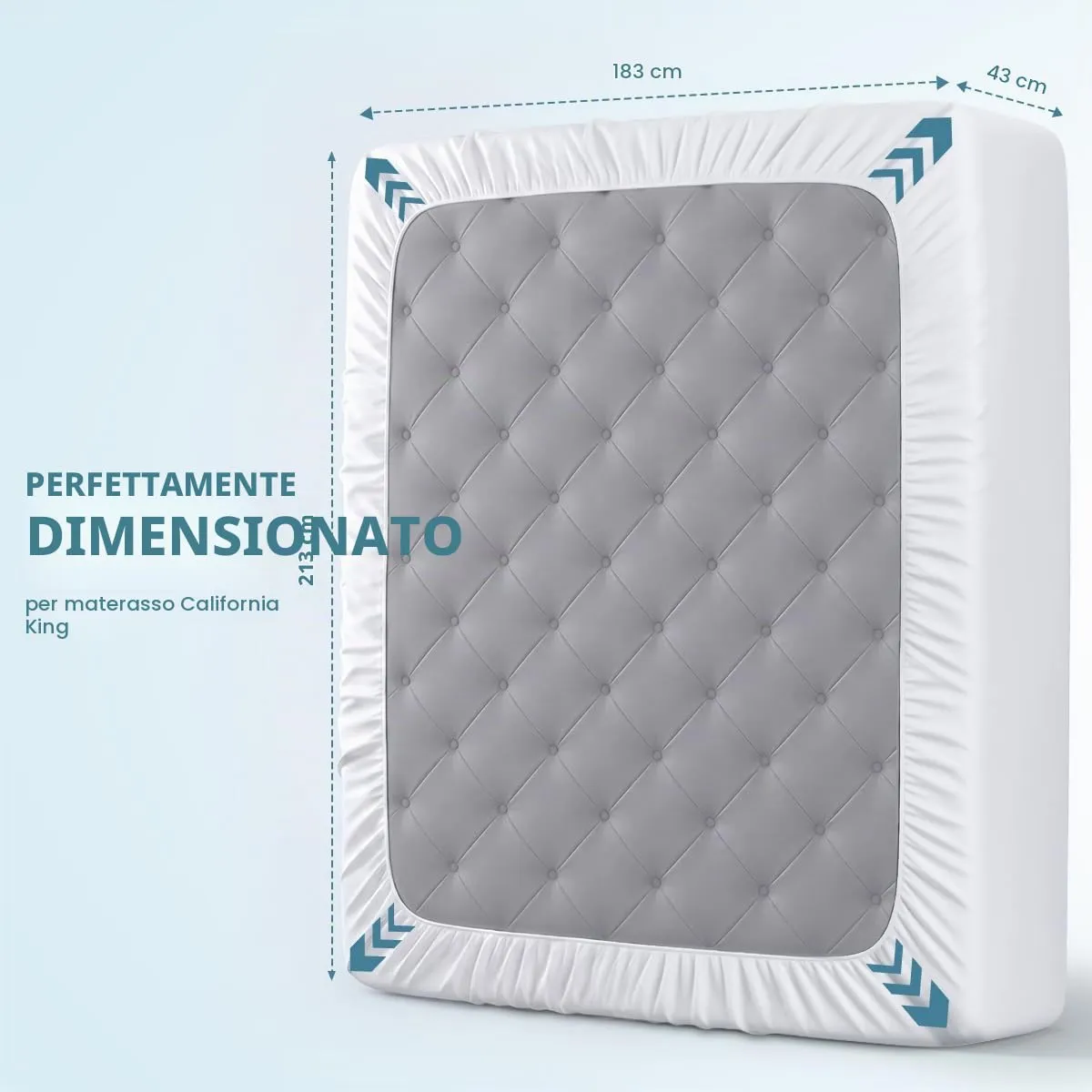 Utopia Bedding Coprimaterasso Impermeabile, California King Size, Spugna Traspirante, Bianco - immagine 4