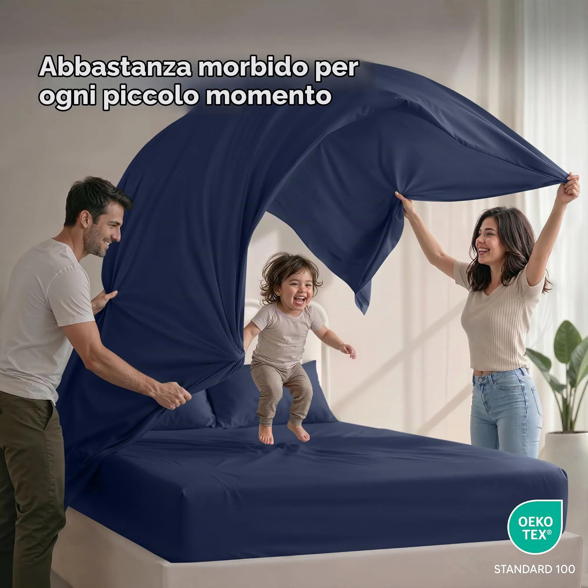 Utopia Bedding Set di lenzuola in microfibra 4 pezzi, Blu Navy, Matrimoniale - immagine 5