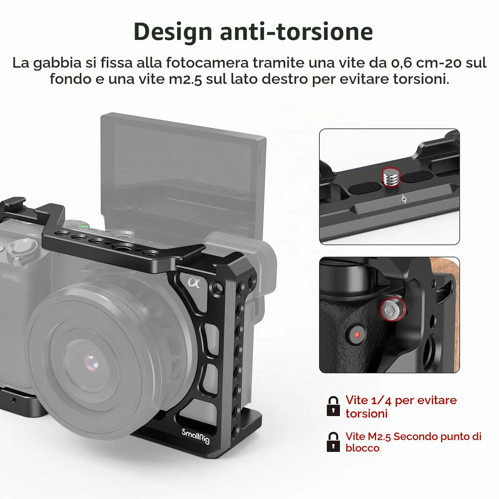 SmallRig Cage for Sony A6100 A6300 A6400 A6500 (2310B) - immagine 3