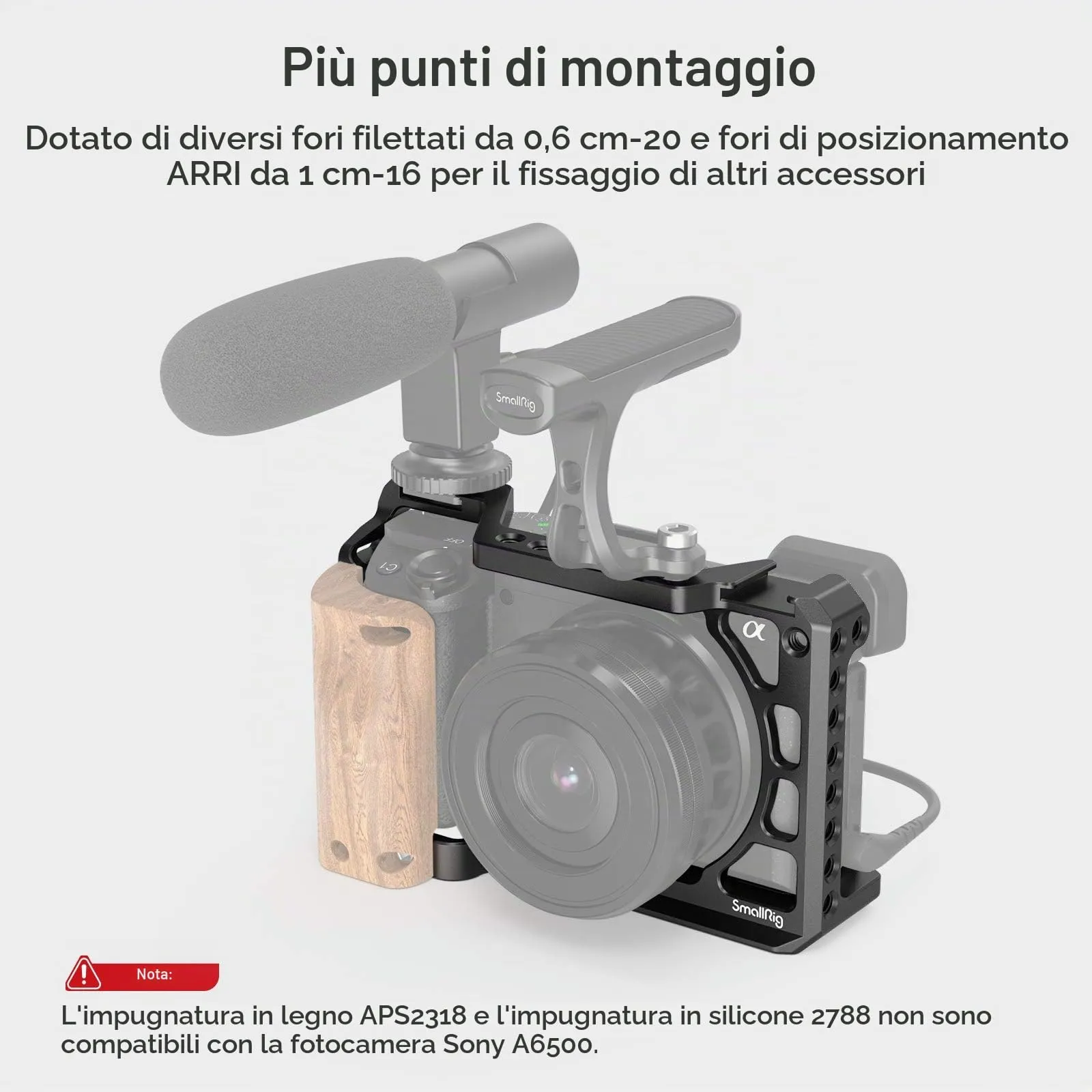 SmallRig Cage for Sony A6100 A6300 A6400 A6500 (2310B) - immagine 7