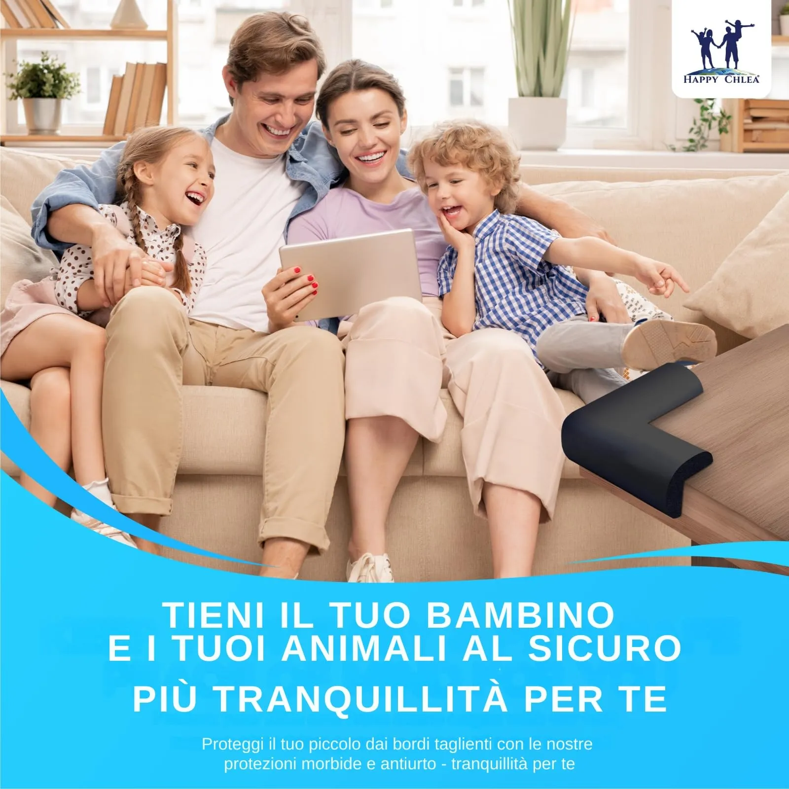 Happy Chlea Paraspigoli Angolari in Gomma con Tecnologia Schiuma Attiva, 20 Paraspigoli e 2 Blocca Cassetti per Bambini, Nero - immagine 2
