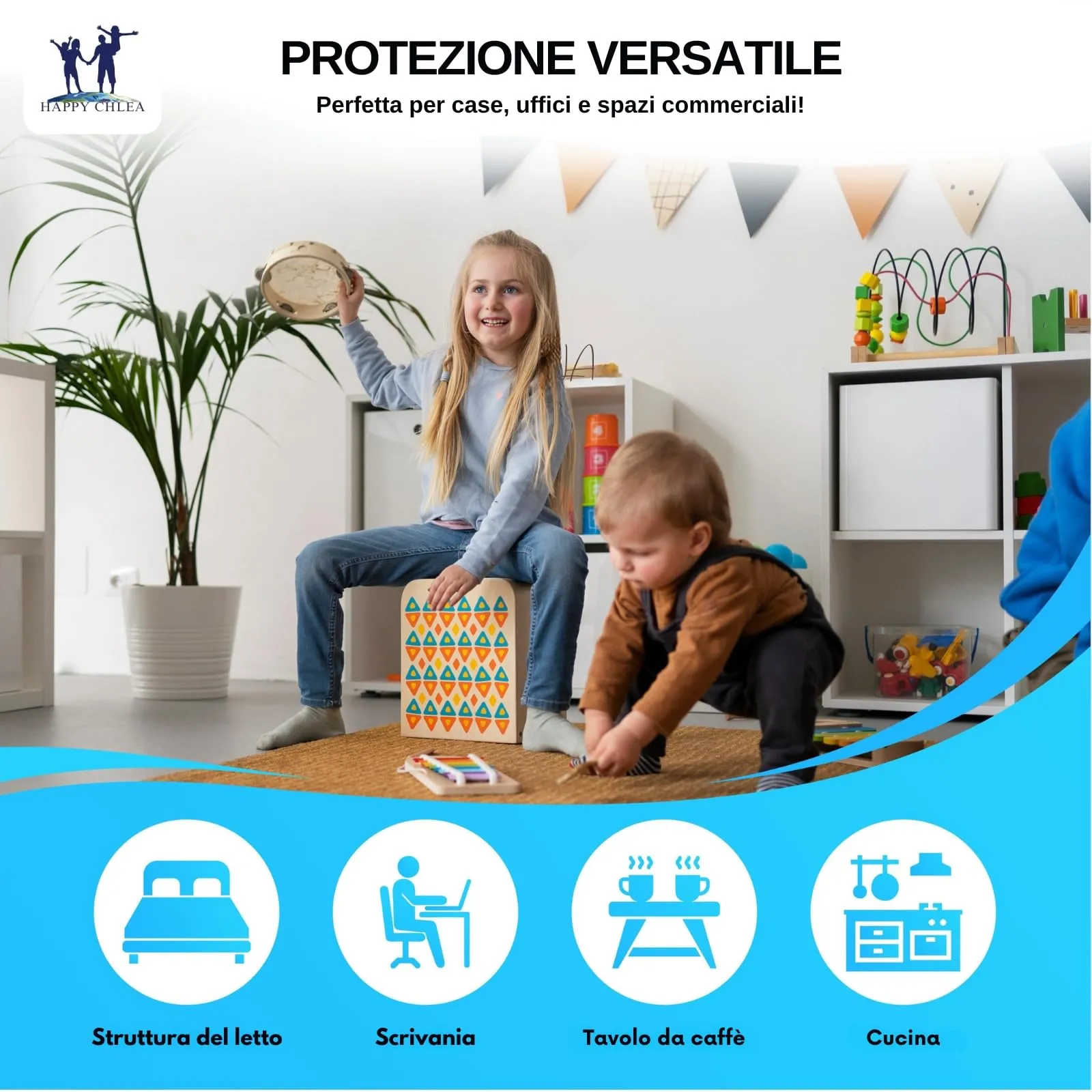 Happy Chlea Paraspigoli Angolari in Gomma con Tecnologia Schiuma Attiva, 20 Paraspigoli e 2 Blocca Cassetti per Bambini, Nero - immagine 4