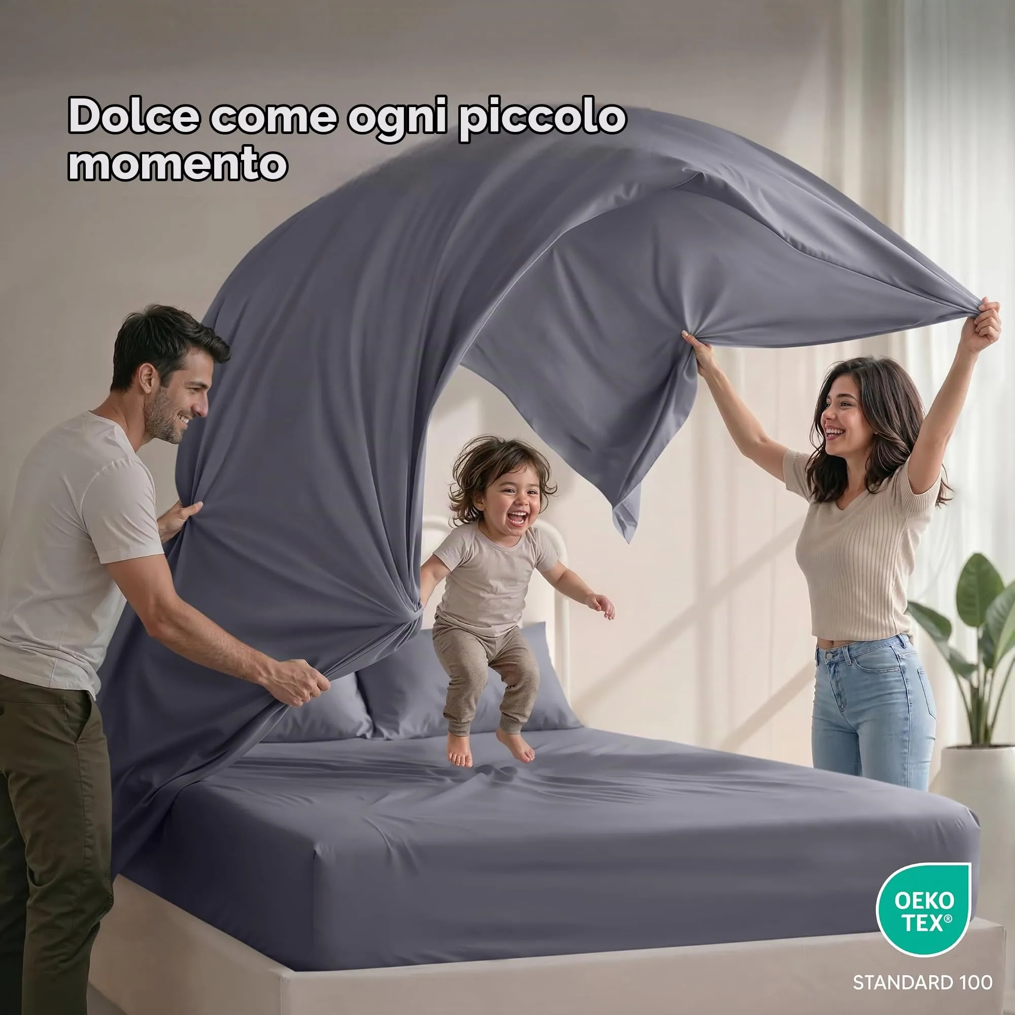 Utopia Bedding Set di lenzuola in microfibra spazzolata 4 pezzi, King Size, Grigio - immagine 5