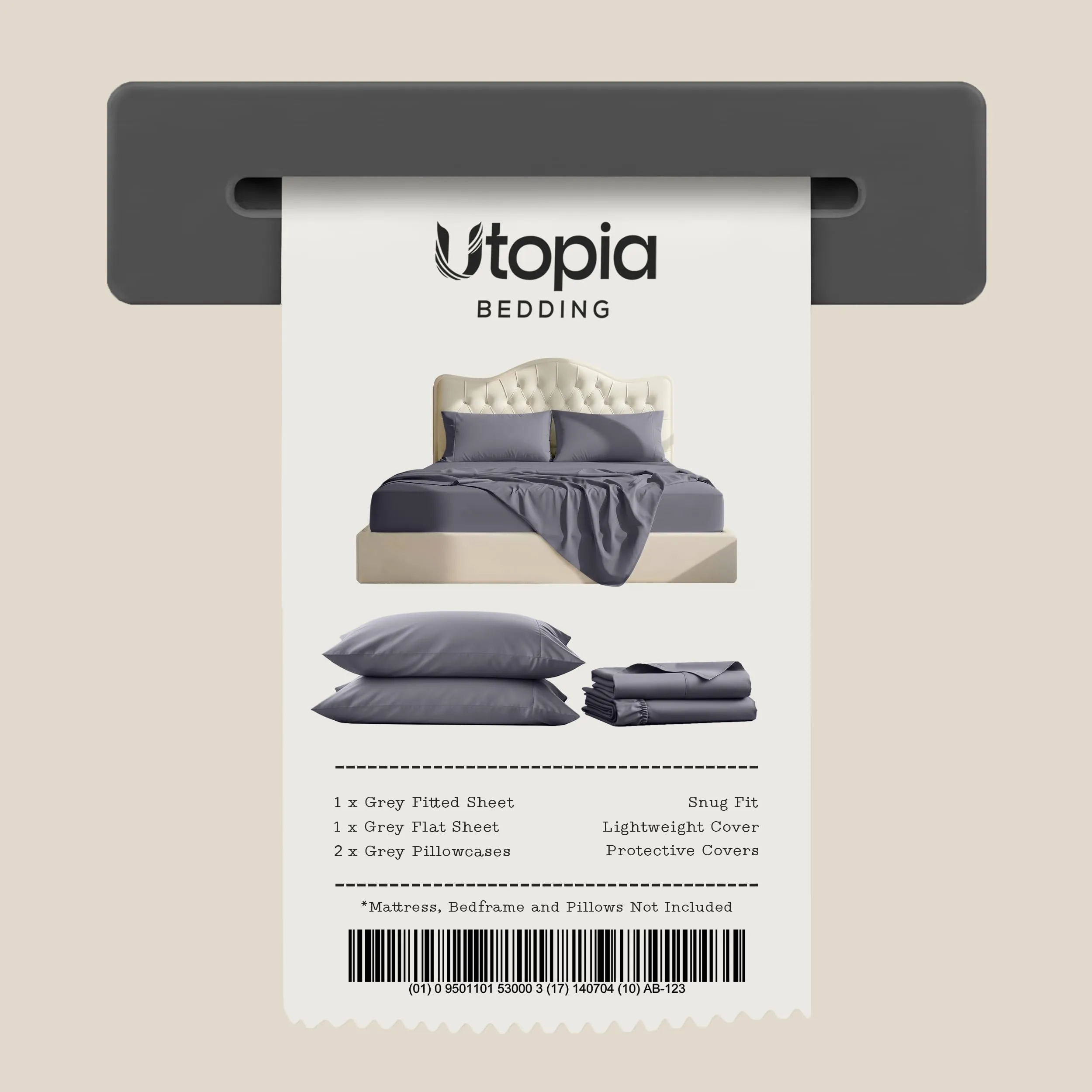 Utopia Bedding Set di lenzuola in microfibra spazzolata 4 pezzi, King Size, Grigio - immagine 7