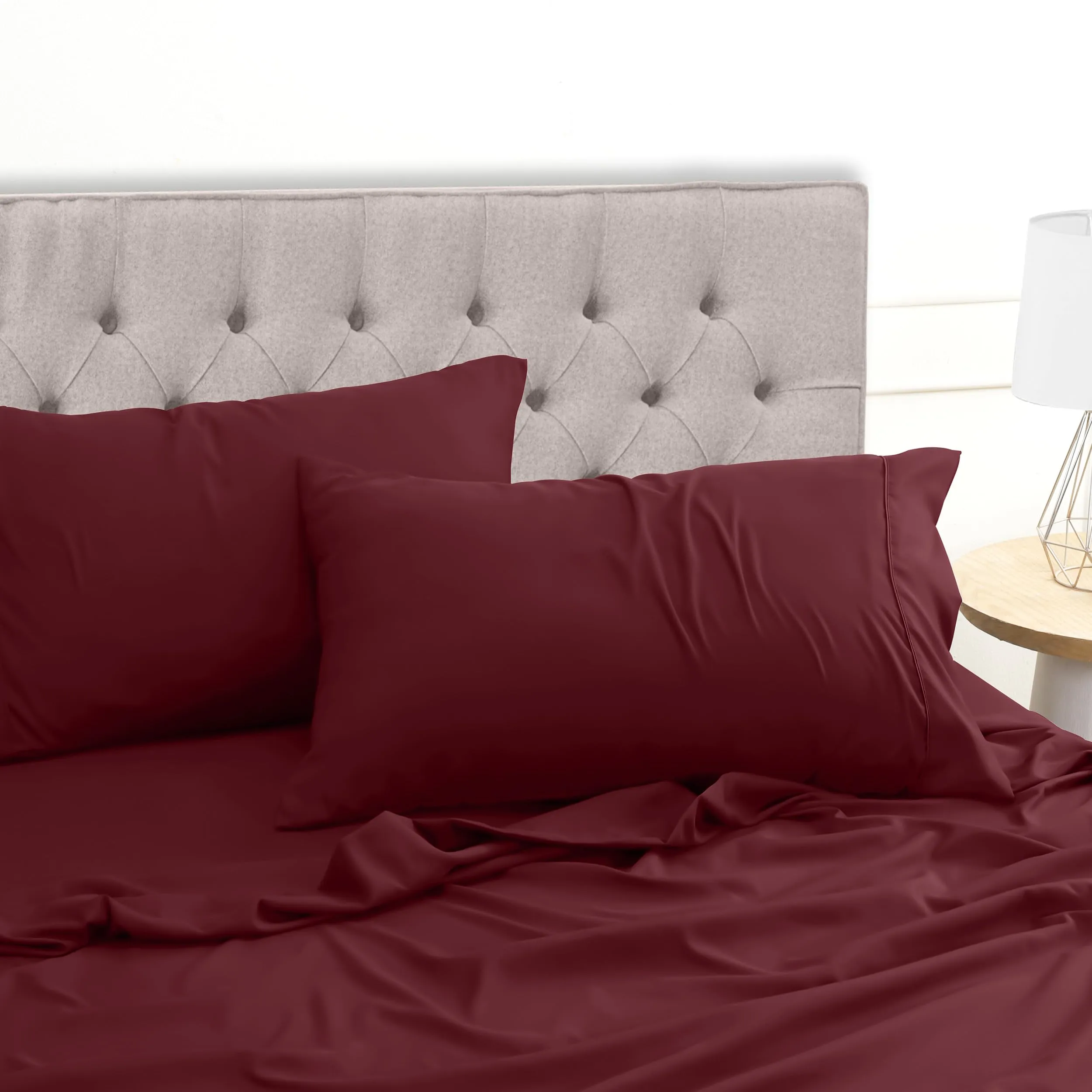 Utopia Bedding Set Lenzuola Letto 4 Pezzi, 180x200cm, Bordeaux - immagine 6