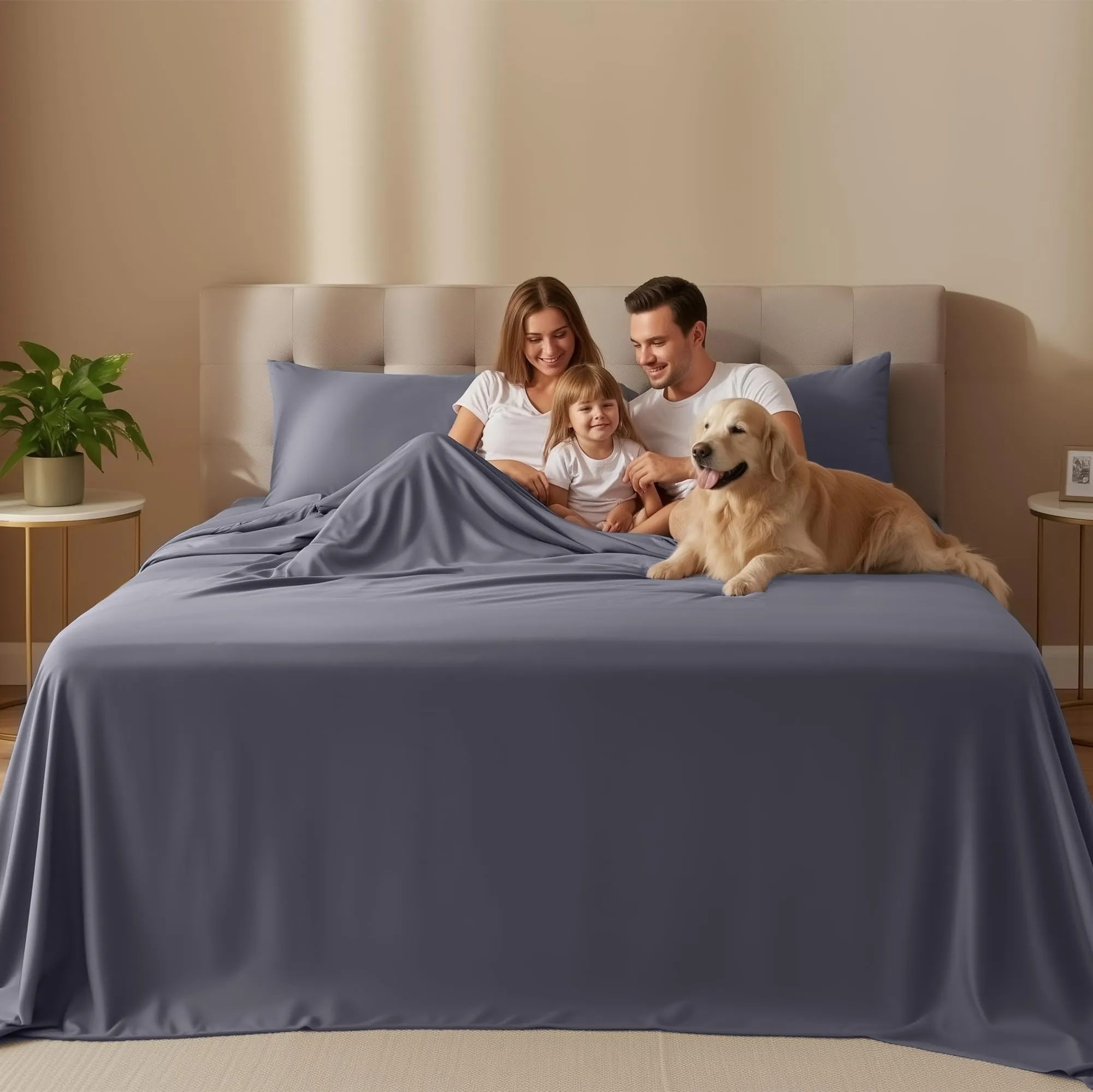 Utopia Bedding Set di lenzuola in microfibra, 4 pezzi, Letto Matrimoniale, Grigio - immagine 2