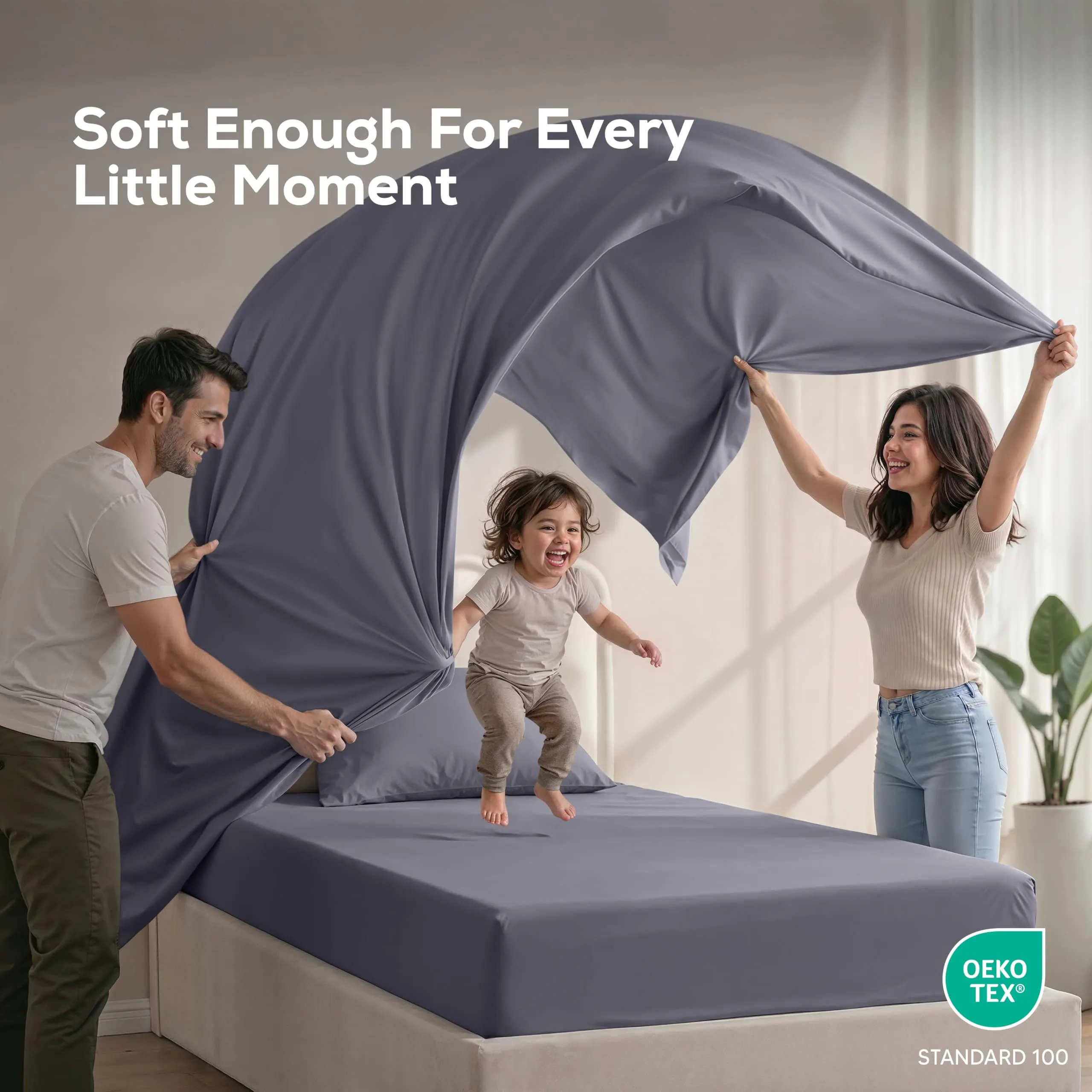 Utopia Bedding Set di biancheria da letto per letto matrimoniale in microfibra spazzolata, Grigio - immagine 5