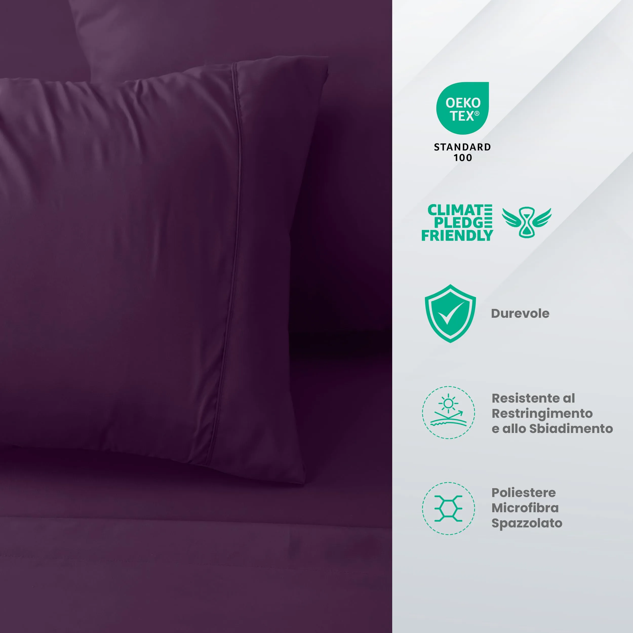 Utopia Bedding Set Lenzuola Letto 4 Pezzi, 180x200cm, Porpora - immagine 4