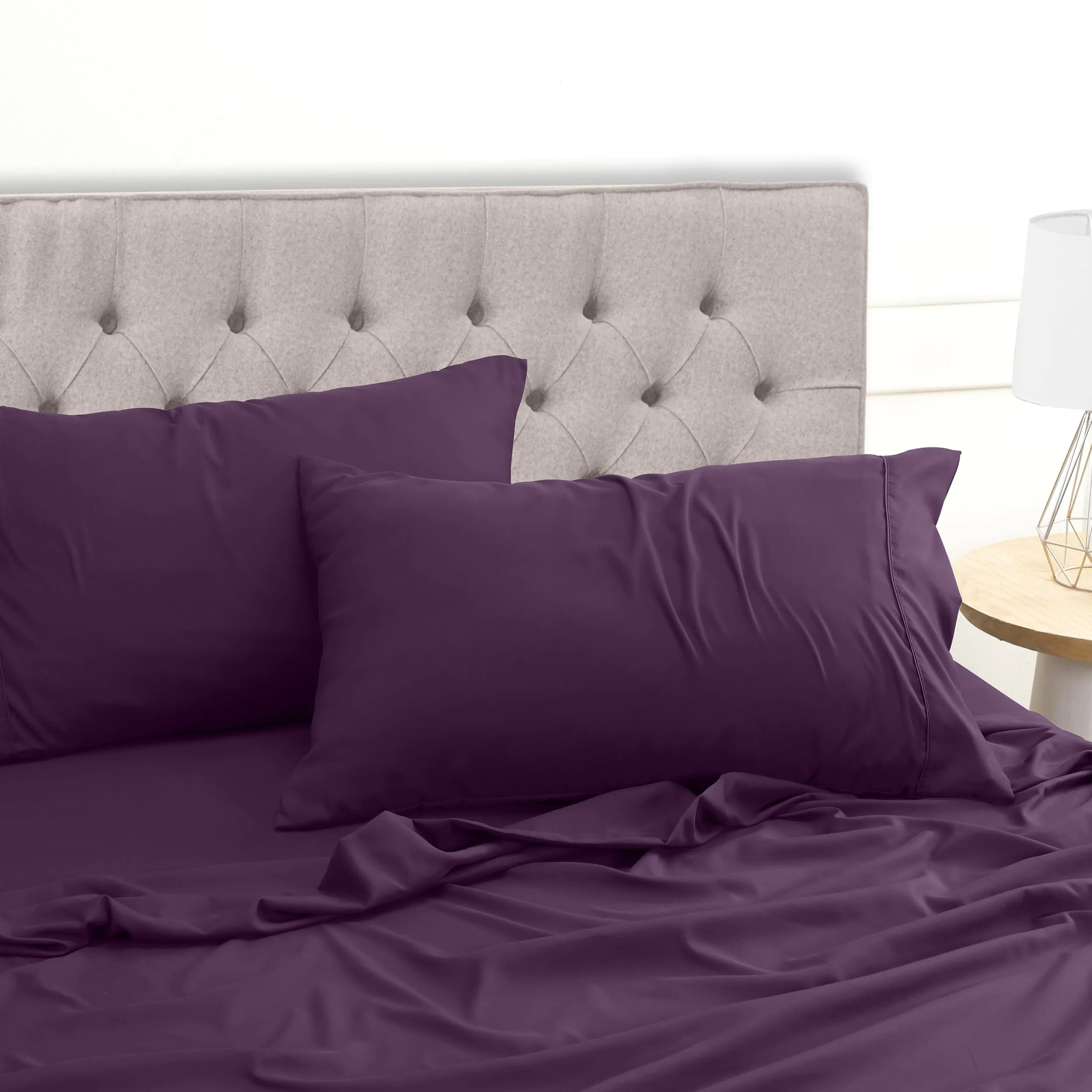 Utopia Bedding Set Lenzuola Letto 4 Pezzi, 180x200cm, Porpora - immagine 6