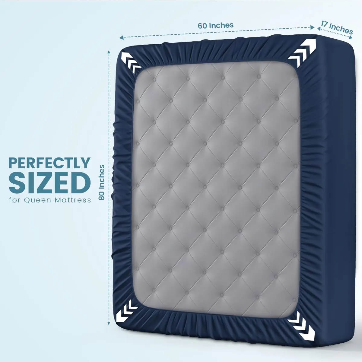Utopia Bedding Coprimaterasso Impermeabile Queen Size, Spugna 200 g/m², Blu Navy - immagine 4