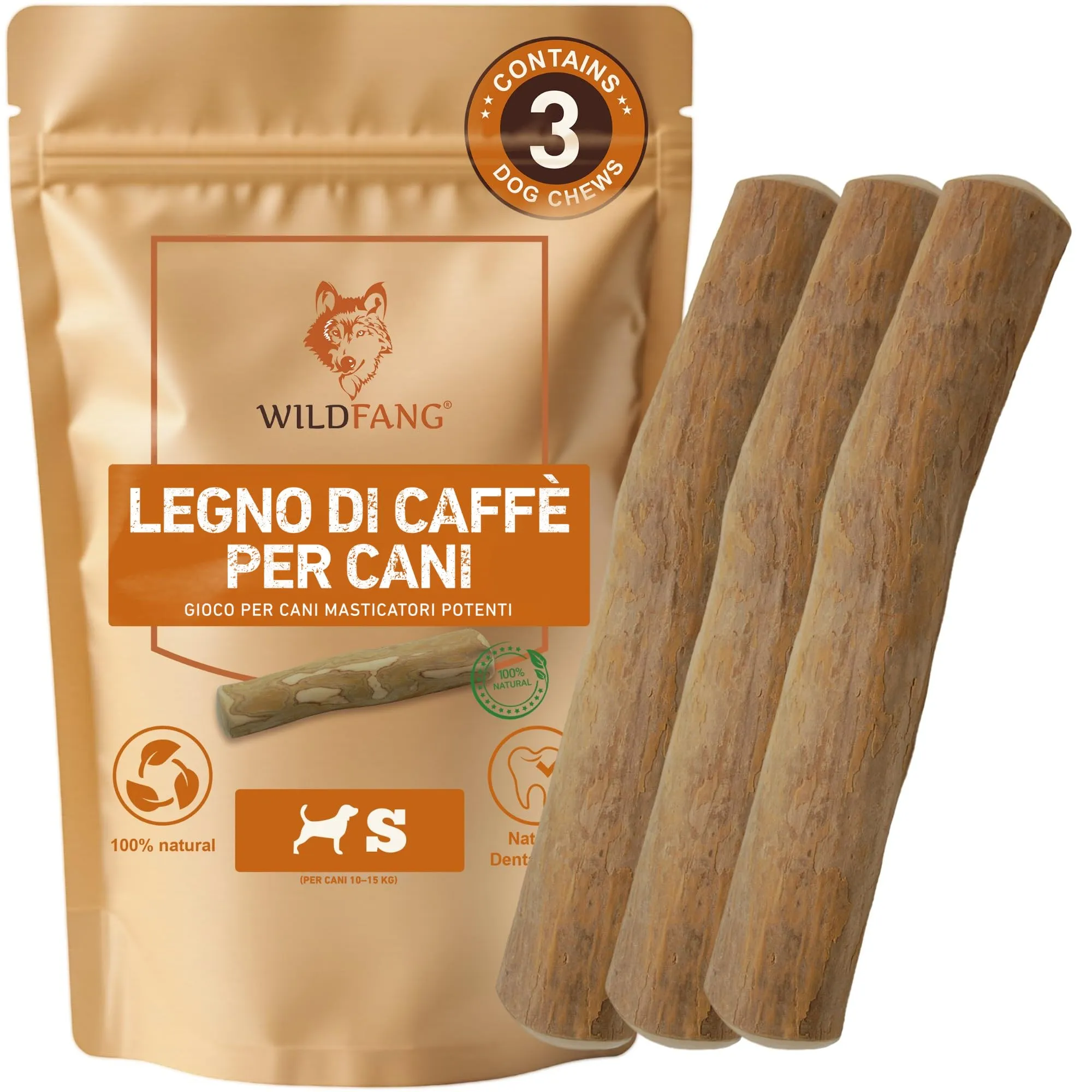 Wildfang Legno di Caffè per Cani, Taglia S (10–15 kg), Confezione da 3 - immagine 1