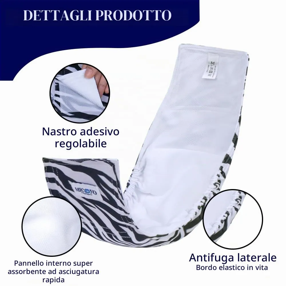 MICOOYO Pannolini Riutilizzabili per Cani Maschi, Confezione da 3, Taglia S, Grassland - immagine 2