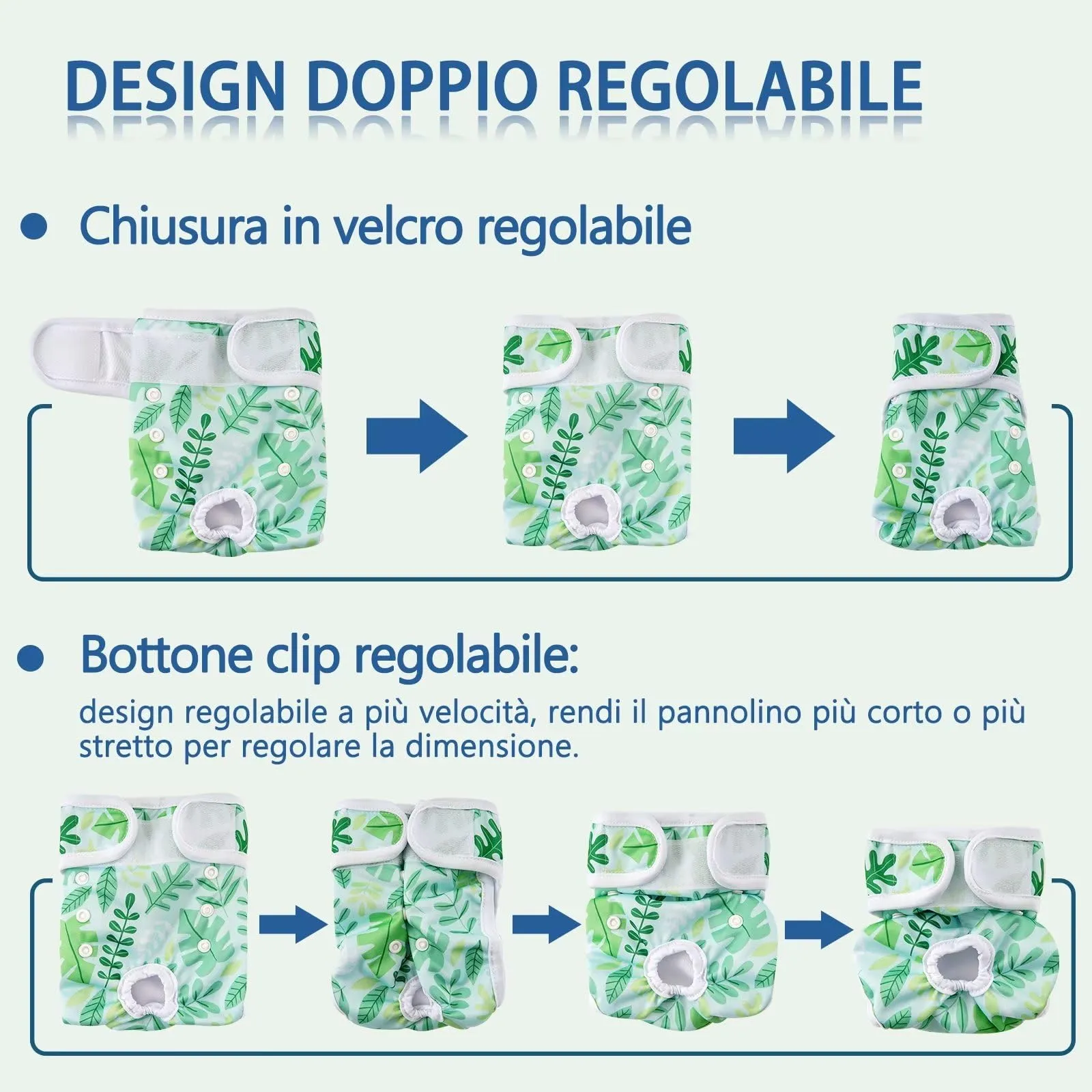 COMSLE Pannolini per Cani Femmina Lavabili e Riutilizzabili, XS, Pack di 3 pezzi, Foglie verdi - immagine 3