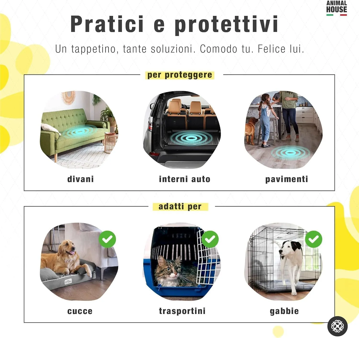 Animal House Tappetini Igienici Assorbenti Camomilla, 60x60 cm, 40 Pezzi - immagine 4
