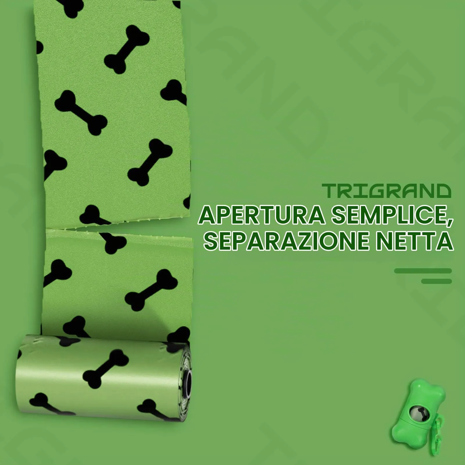 TRIGRAND Sacchetti Biodegradabili per Cane, 450 Pezzi, 30 Rotoli Extra Spessi con Dispenser, Profumo Lavanda, Verde - immagine 4