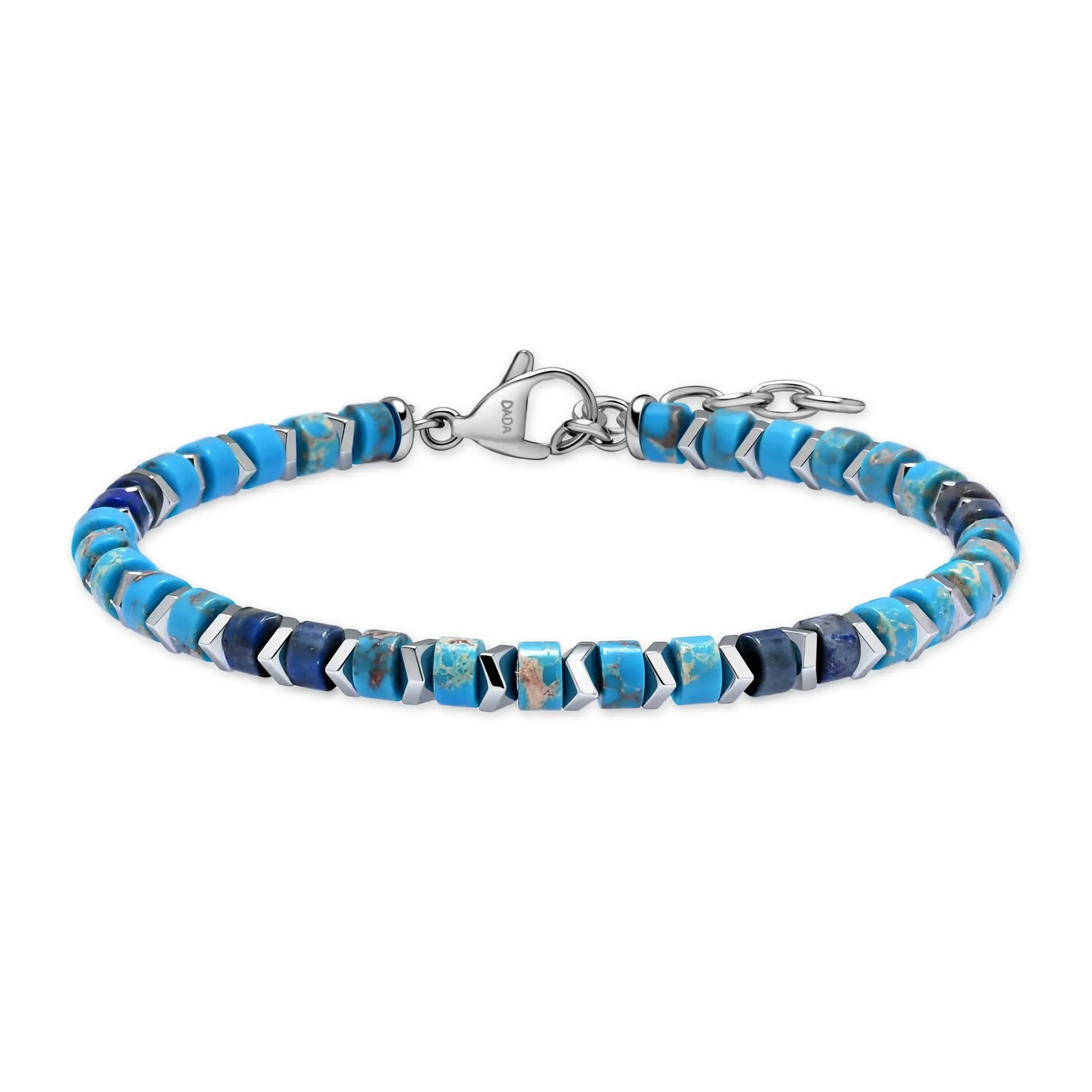 Dada Gioielli Bracciale Unisex in Acciaio Inossidabile e Pietre Naturali Multicolor Regolabile (Azzurro + Lapis) - immagine 7