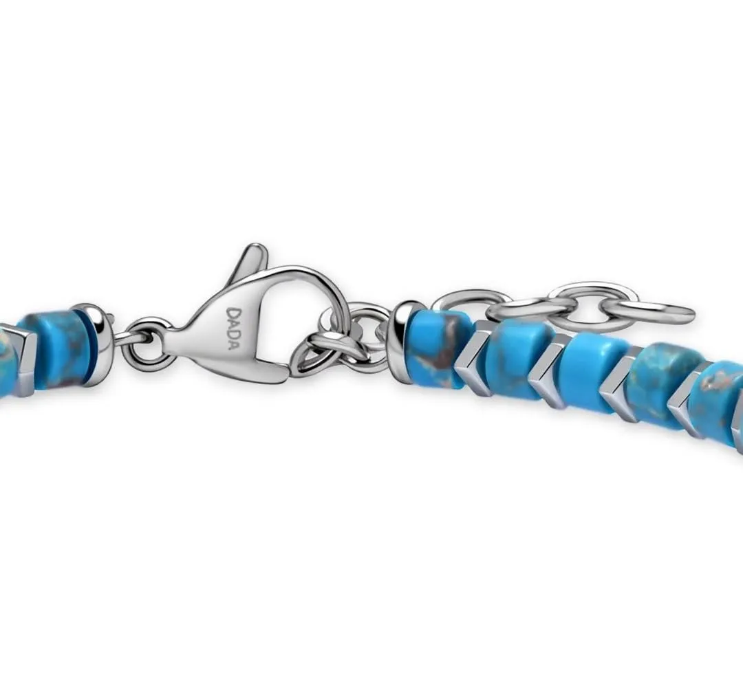 Dada Gioielli Bracciale Unisex in Acciaio Inossidabile e Pietre Naturali Multicolor Regolabile (Azzurro + Lapis) - immagine 9
