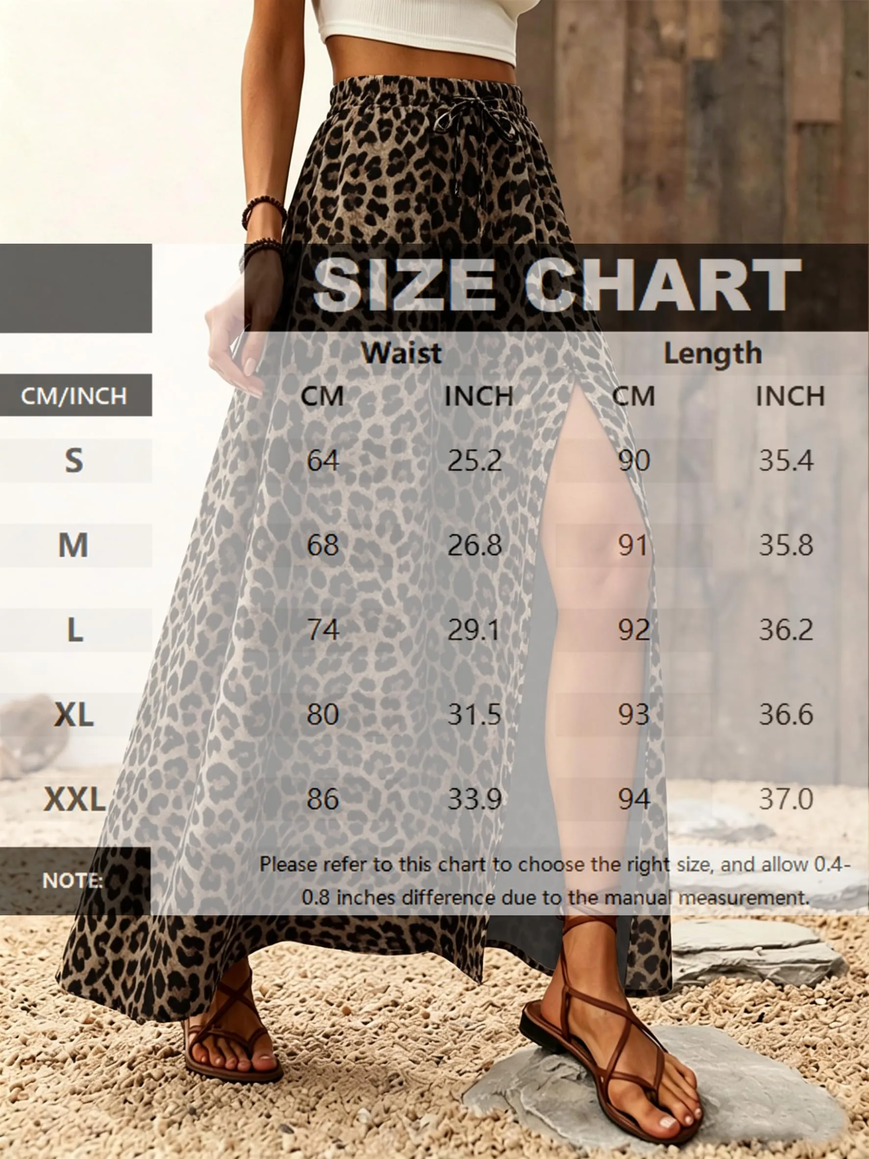 ABINGOO Gonna Lunga Donna Estiva Boho A Line Vita Alta con Spacco - immagine 6