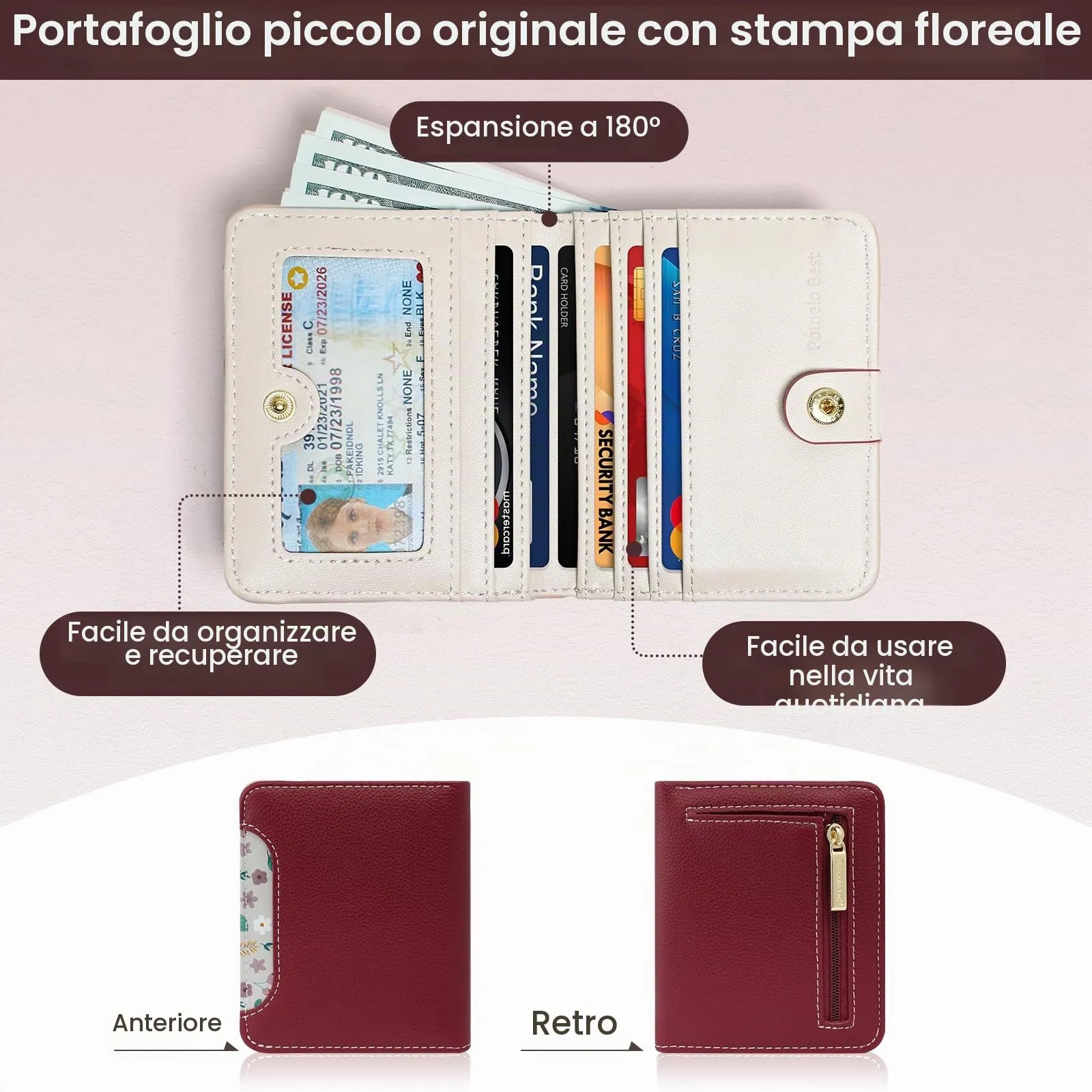 Pomelo Best Portafoglio da Donna Piccolo in Pelle PU con Blocco RFID, Rosso - immagine 6
