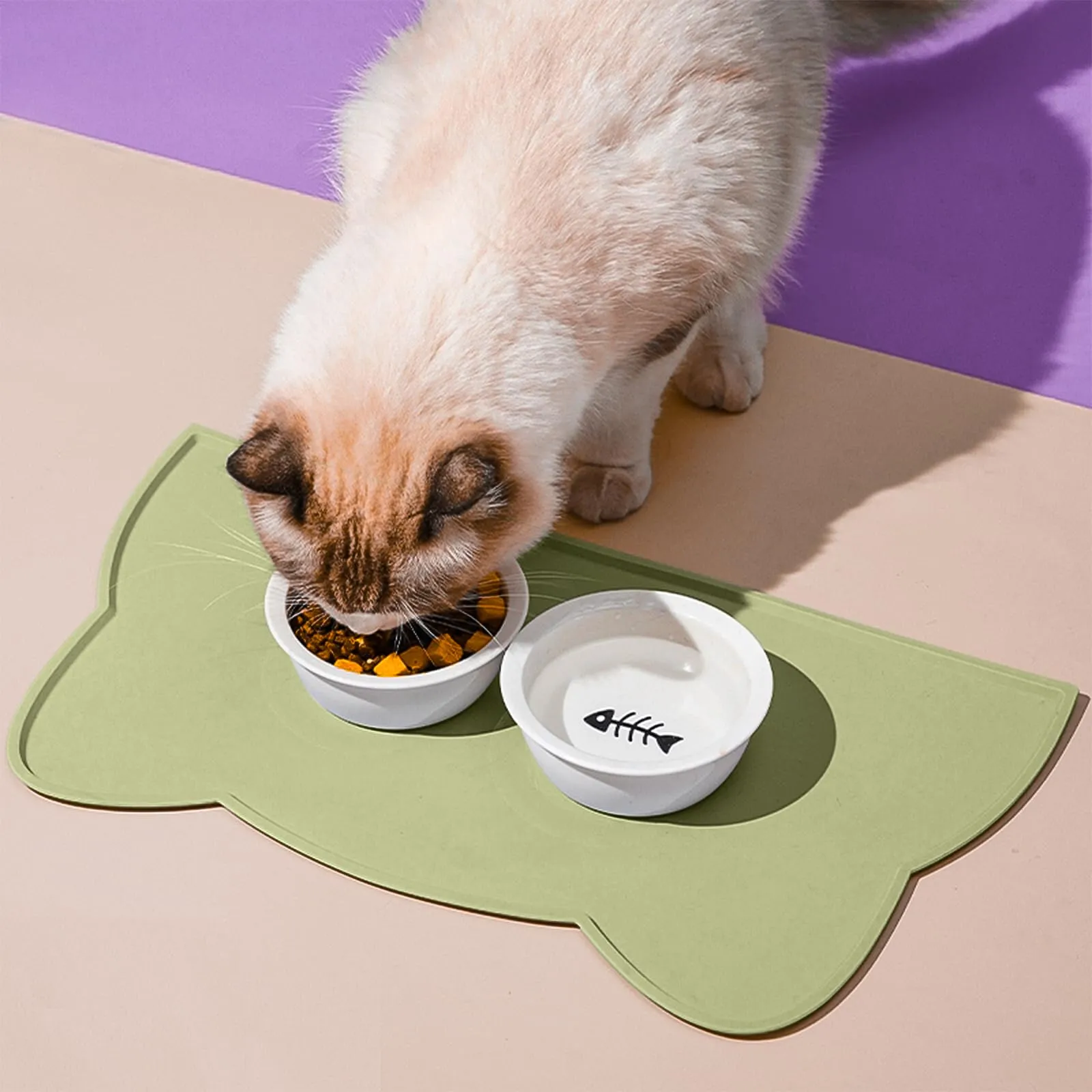 Septillar Tappetino Sottociotola in Silicone per Cani e Gatti, Antiscivolo e Impermeabile, Verde Salvia, 60x35 cm - immagine 2