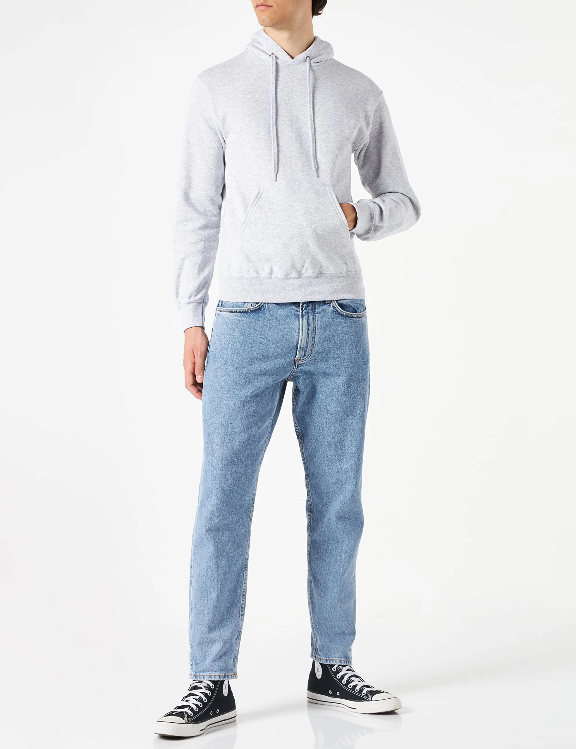 Fruit of the Loom Felpa con cappuccio Uomo, Grigio Heather Grey, L - immagine 3