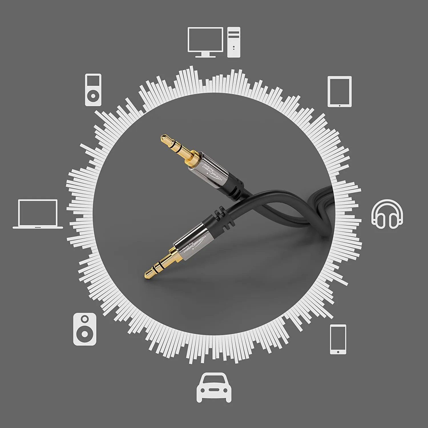 KabelDirekt Cavo Audio AUX Jack 3,5mm, 5m, Connettori in Metallo - immagine 4