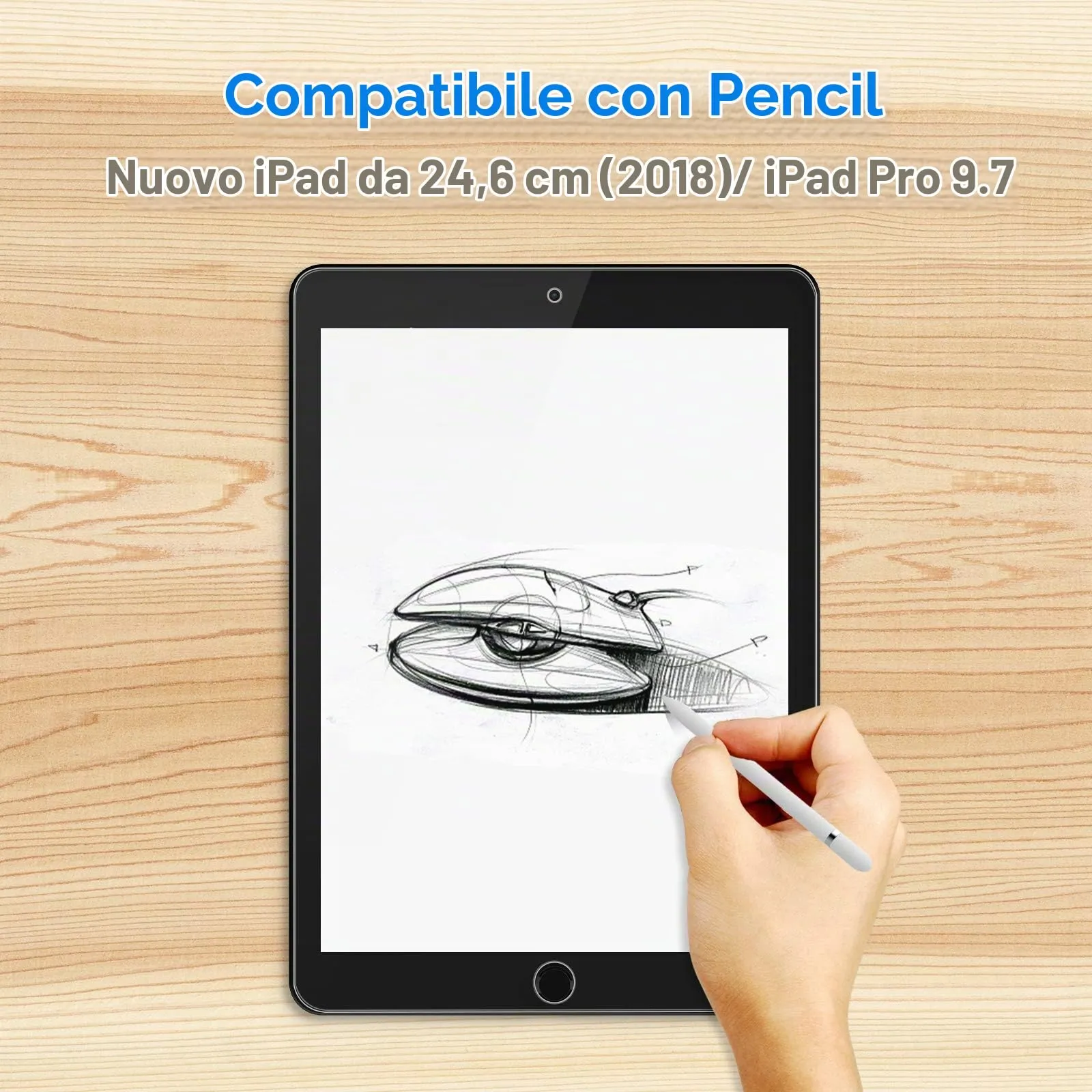 JETech Pellicola Protettiva in Vetro Temperato per iPad 6/5, Air 1/2, Pro 9,7 (1 Pezzo) - immagine 3
