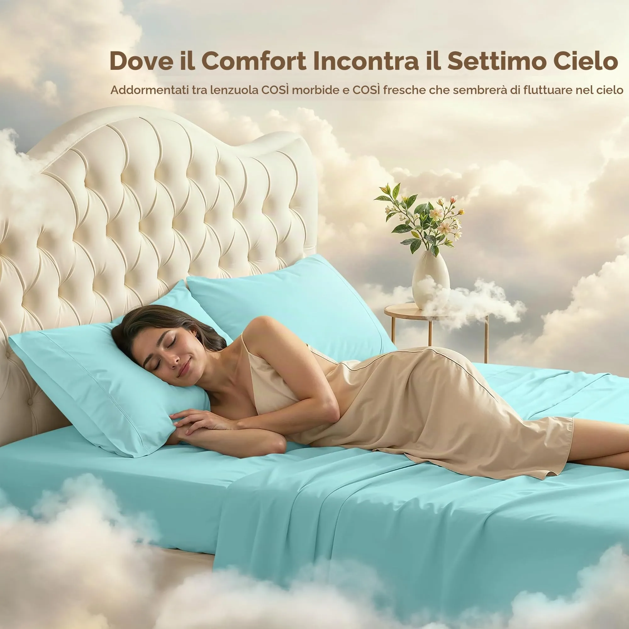 Utopia Bedding Set di lenzuola in microfibra spazzolata, King Size, Blu Spa - immagine 4