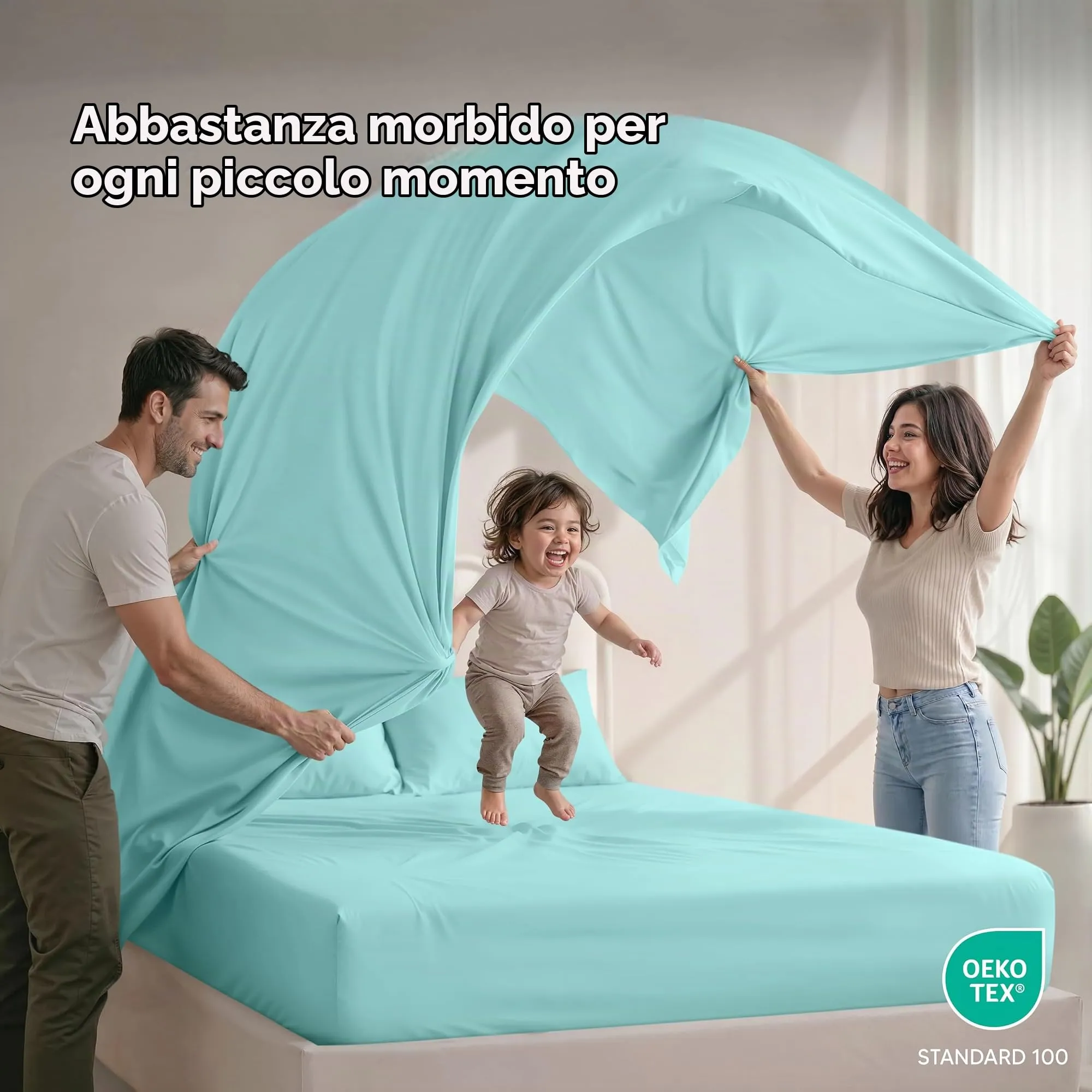 Utopia Bedding Set di lenzuola in microfibra spazzolata, King Size, Blu Spa - immagine 5