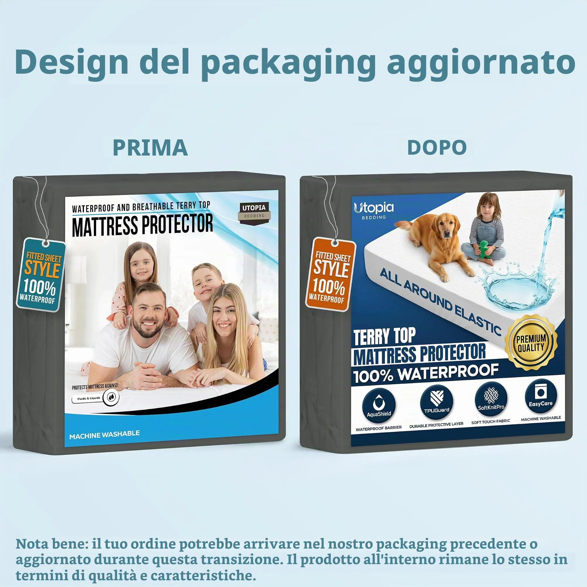 Utopia Bedding Coprimaterasso Impermeabile in Spugna, Queen Size, Grigio - immagine 5