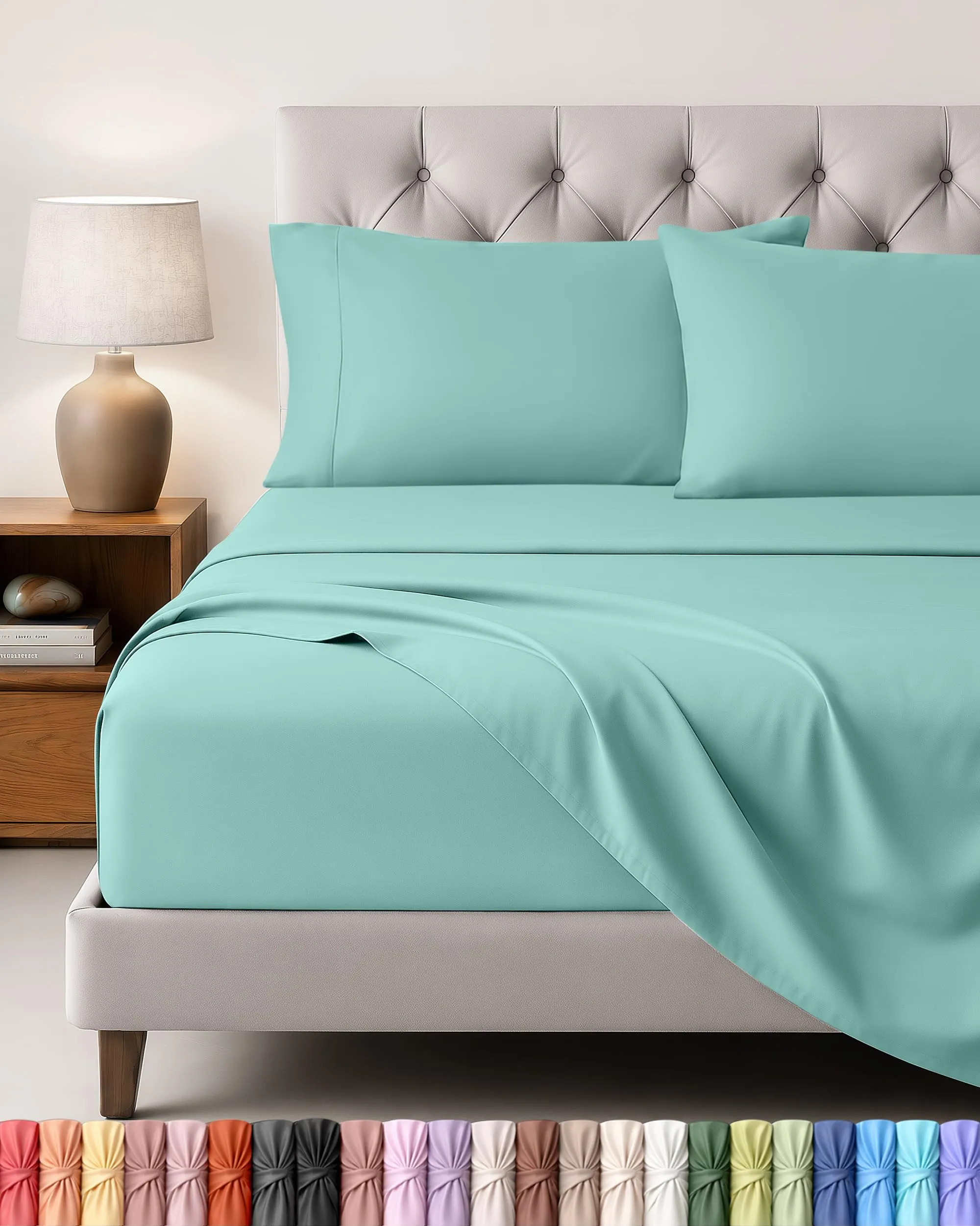 Utopia Bedding Set Lenzuola Letto 4 Pezzi, 135x190cm, Blu Spa - immagine 1