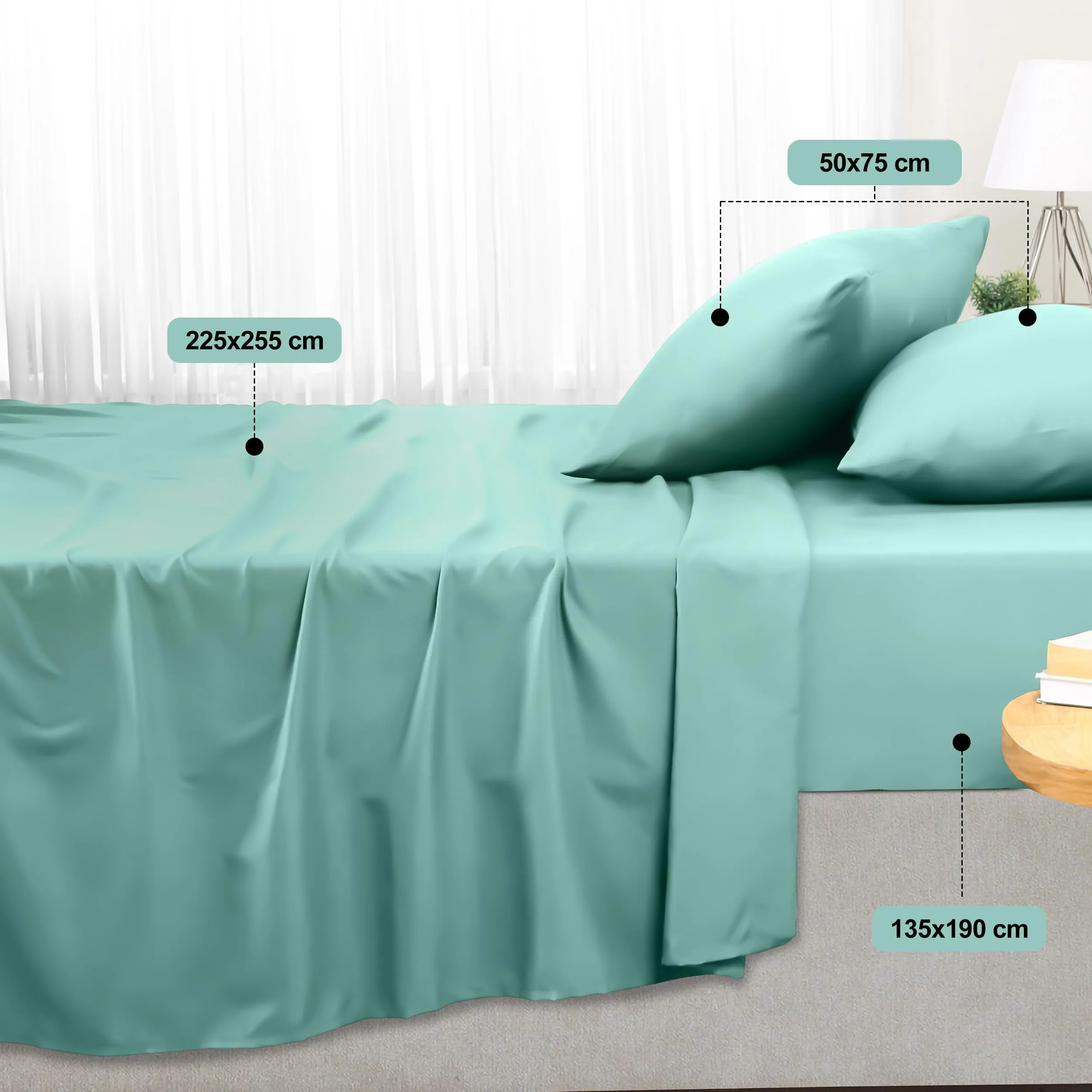 Utopia Bedding Set Lenzuola Letto 4 Pezzi, 135x190cm, Blu Spa - immagine 2