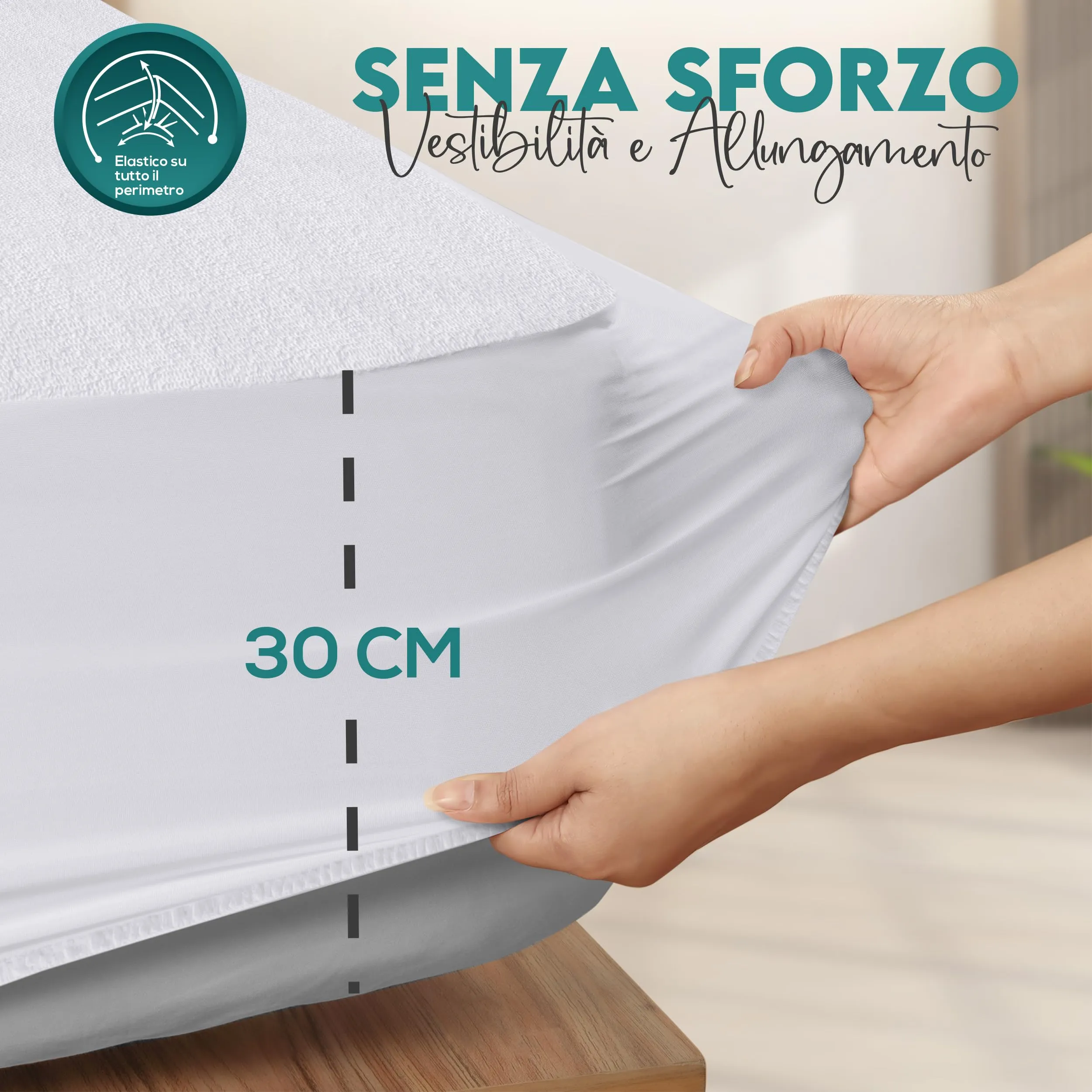 Utopia Bedding Coprimaterasso Impermeabile 100 x 200 x 30 cm, Bianco - immagine 4