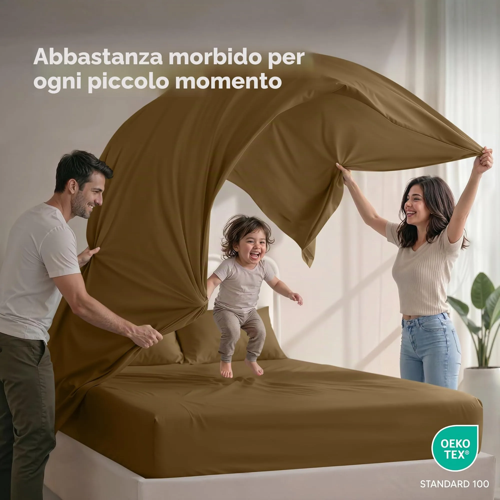 Utopia Bedding Set di Lenzuola in Microfibra Spazzolata, 4 Pezzi, King Size, Moka - immagine 5