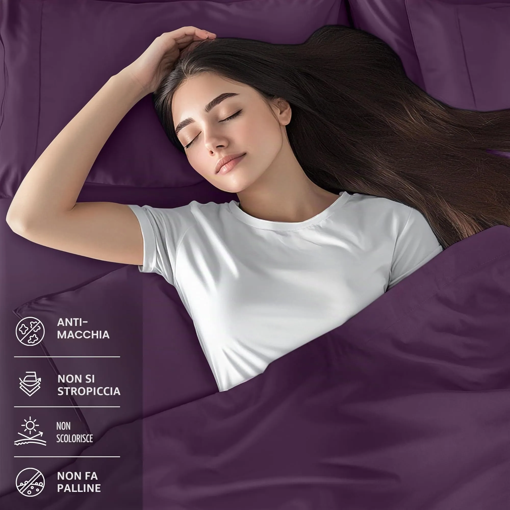 Utopia Bedding Set di lenzuola in microfibra spazzolata, 4 pezzi, Full, Viola - immagine 3