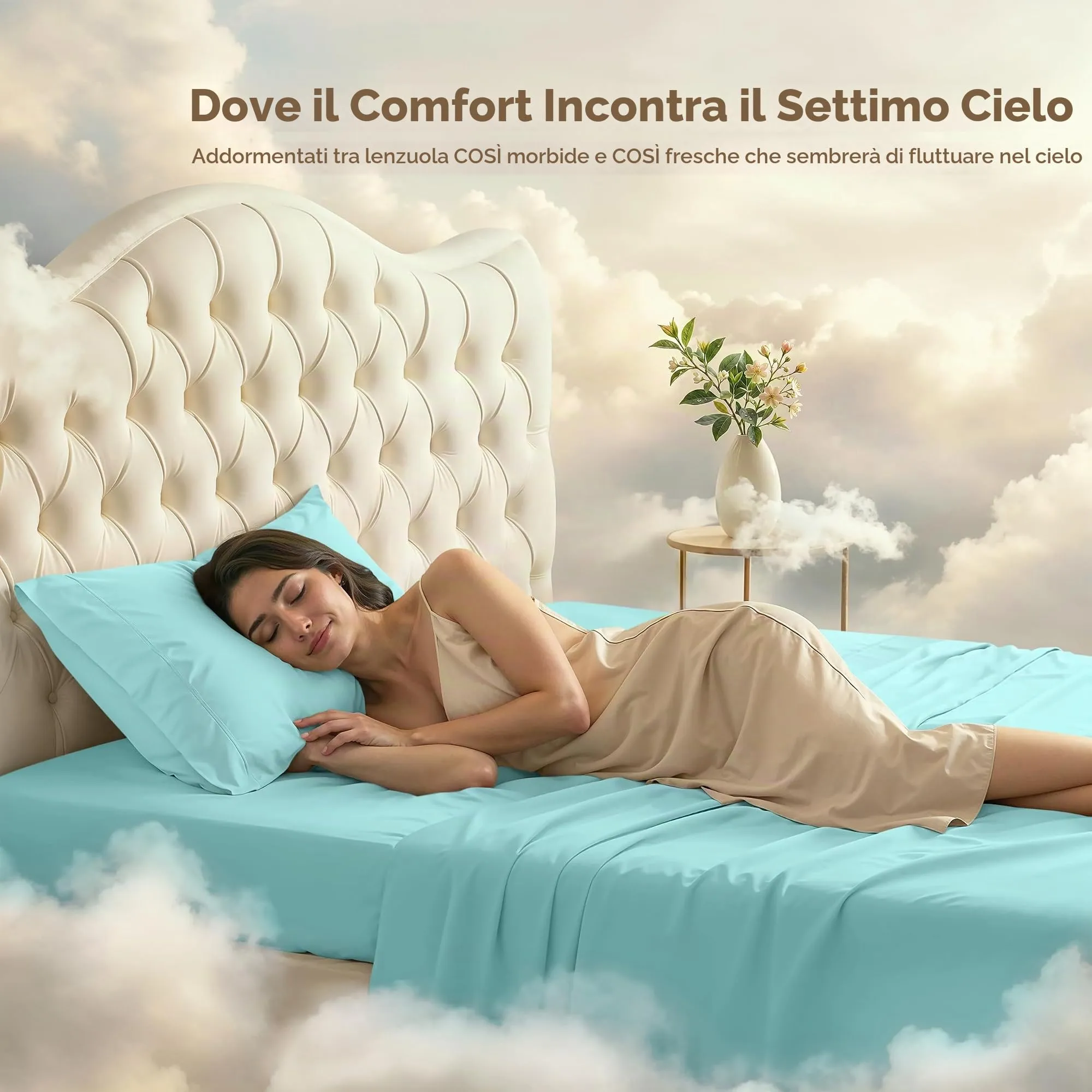 Utopia Bedding Set di lenzuola in microfibra spazzolata, Misura Singola, Blu Spa - immagine 4
