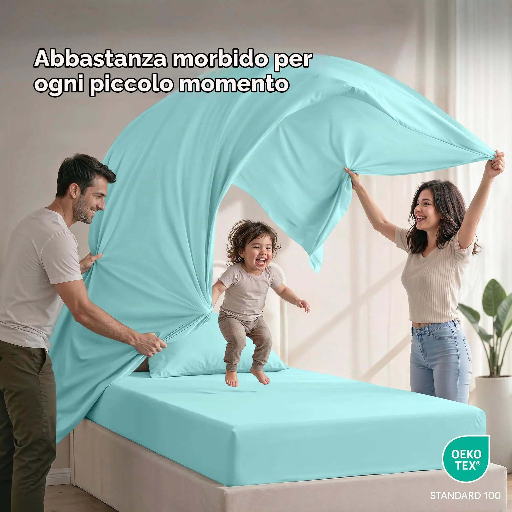 Utopia Bedding Set di lenzuola in microfibra spazzolata, Misura Singola, Blu Spa - immagine 5
