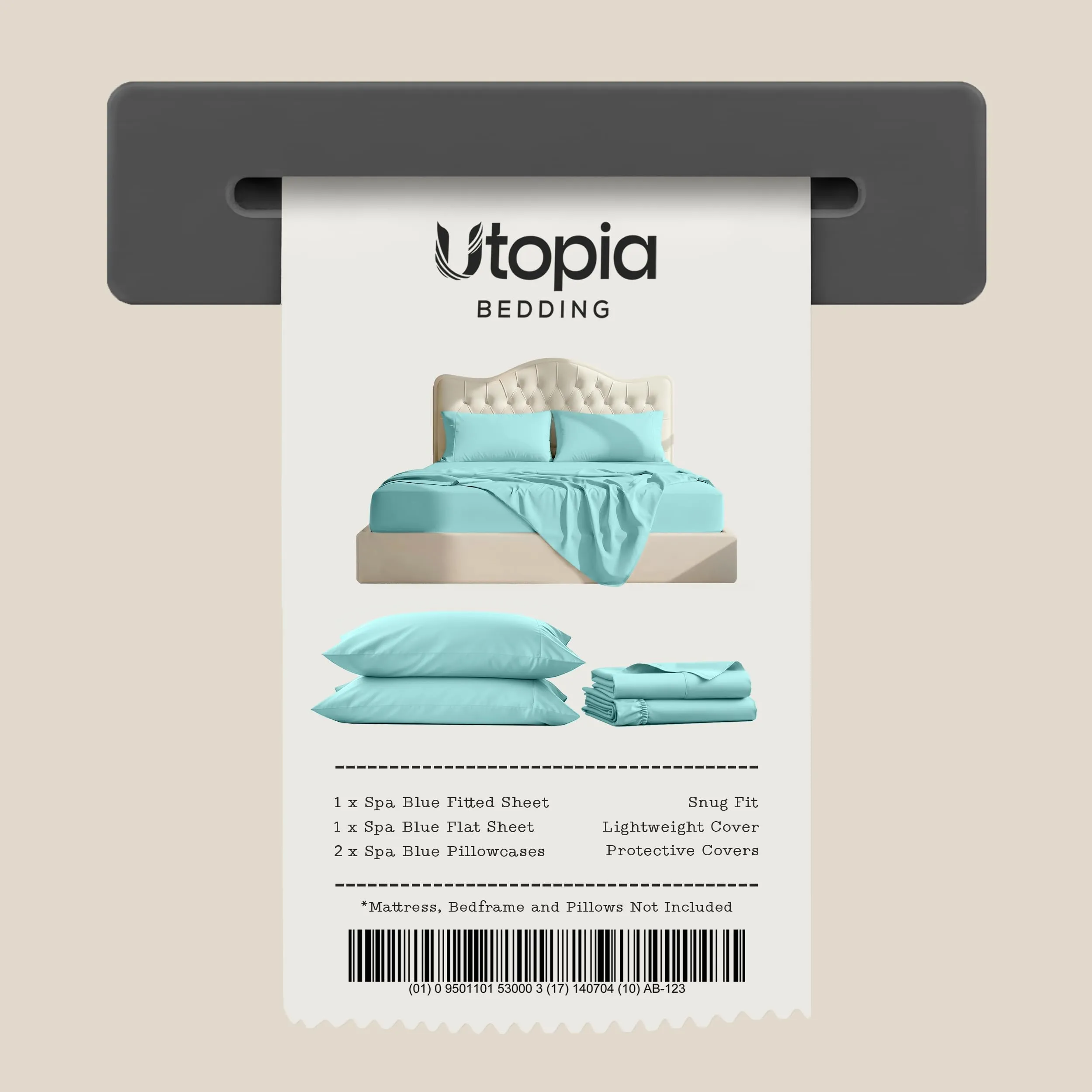 Utopia Bedding Set di lenzuola in microfibra spazzolata, Queen Size, Blu Spa - immagine 7