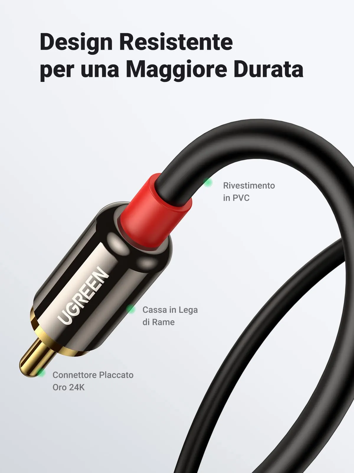 UGREEN Cavo RCA Jack 3,5mm a 2RCA Audio (5M) - immagine 5