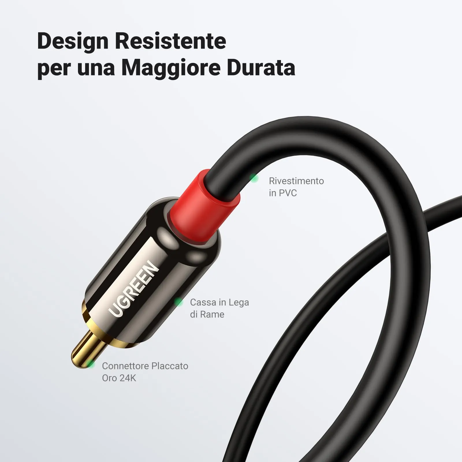 UGREEN 3.5mm Jack to 2RCA Audio Adapter Cable, 2M - immagine 5