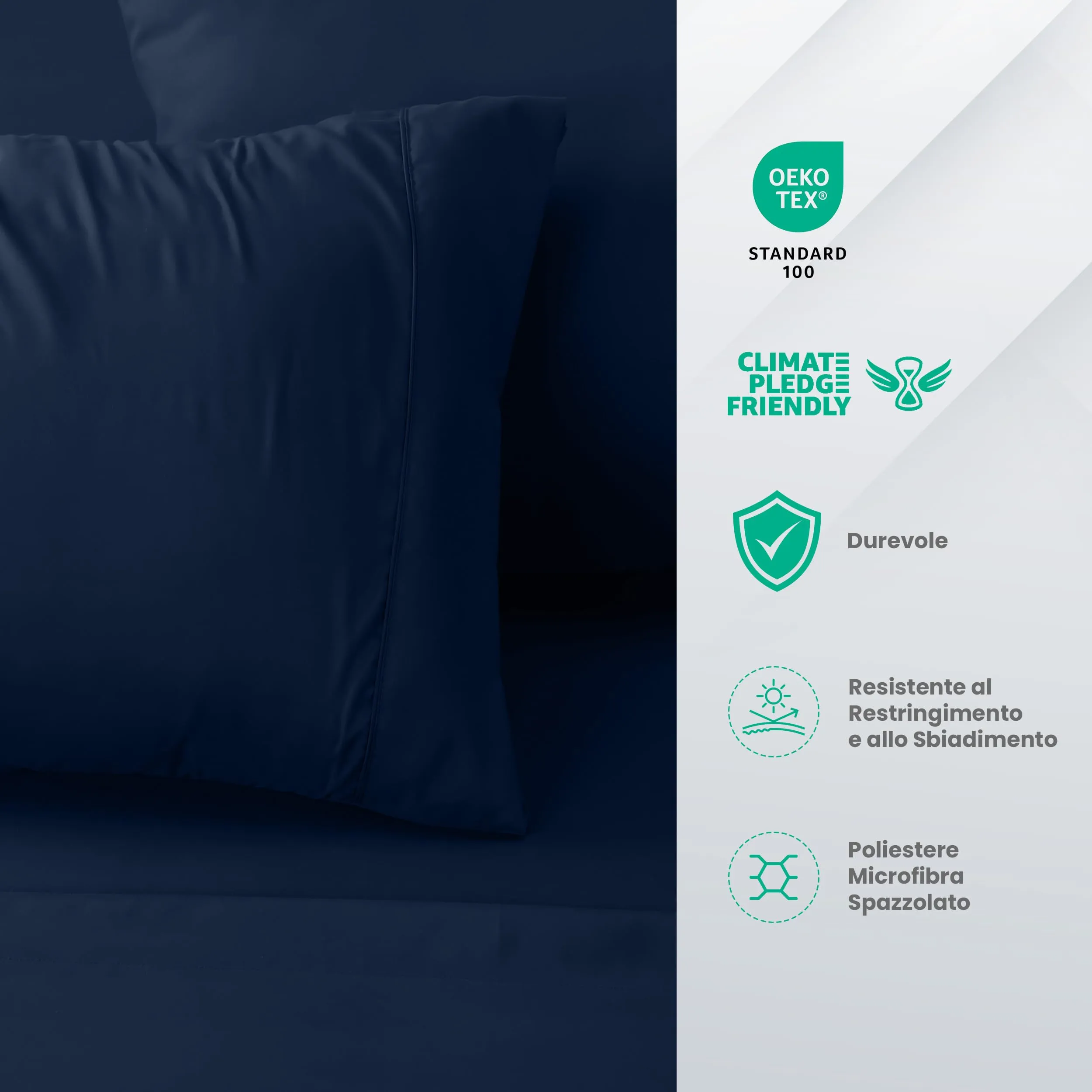 Utopia Bedding Set Lenzuola Letto 3 Pezzi, 90x190cm, Blu Navy - immagine 4