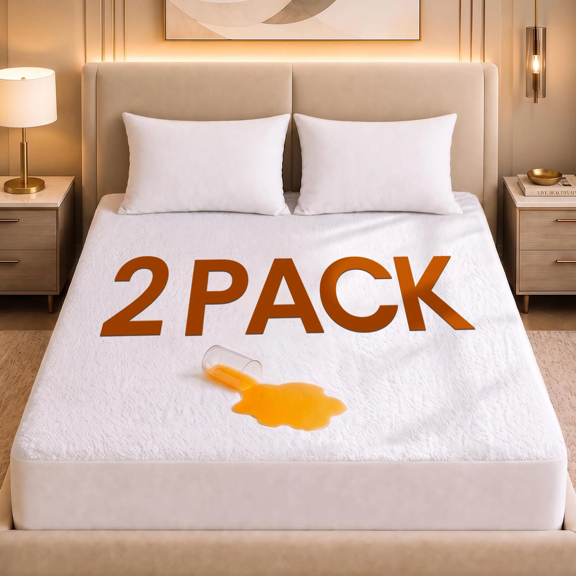 Utopia Bedding Coprimaterasso Impermeabile, Set da 2, Full, Bianco - immagine 1