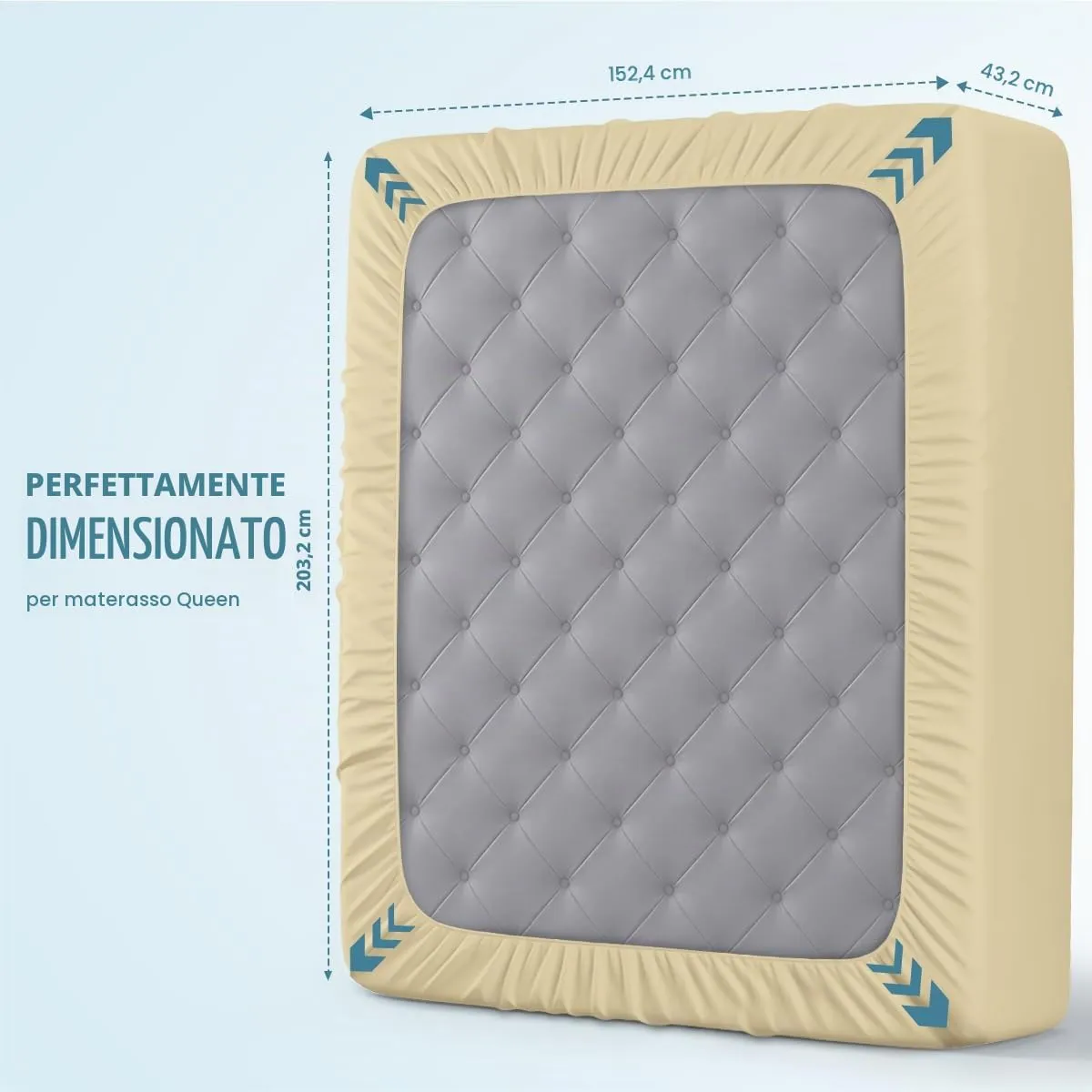 Utopia Bedding Coprimaterasso Impermeabile Queen Size, Spugna 200 g/m², Beige - immagine 4
