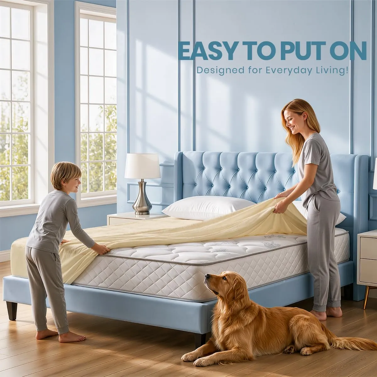 Utopia Bedding Coprimaterasso Matrimoniale Impermeabile, Traspirante, Beige - immagine 7